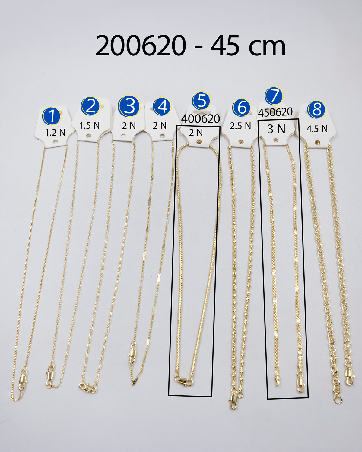 [01/AGOSTO/26] Cadenas Doradas de 45 cm M12 Oro Laminado