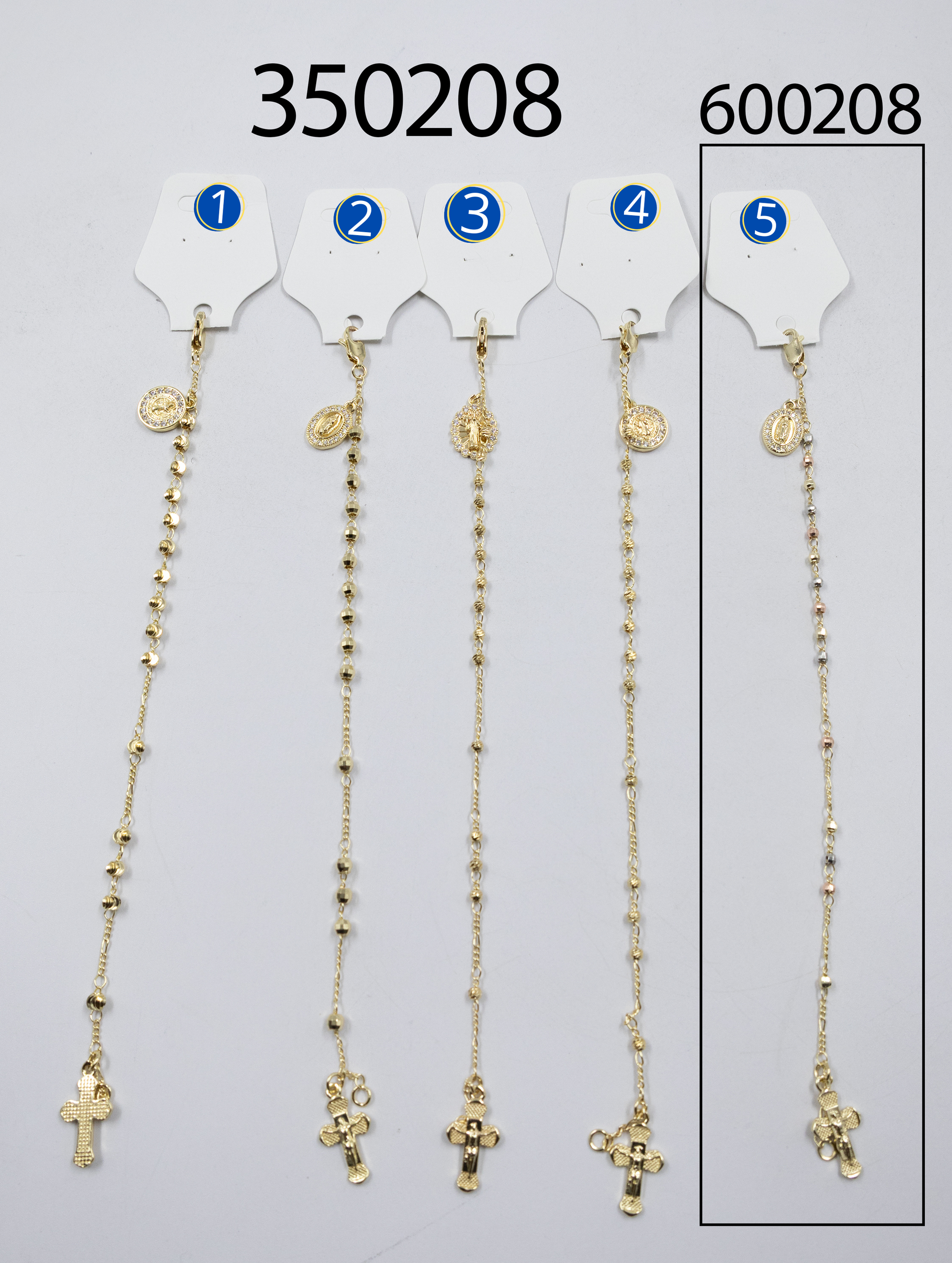 Pulseras Religiosas Doradas M1 Oro Laminado