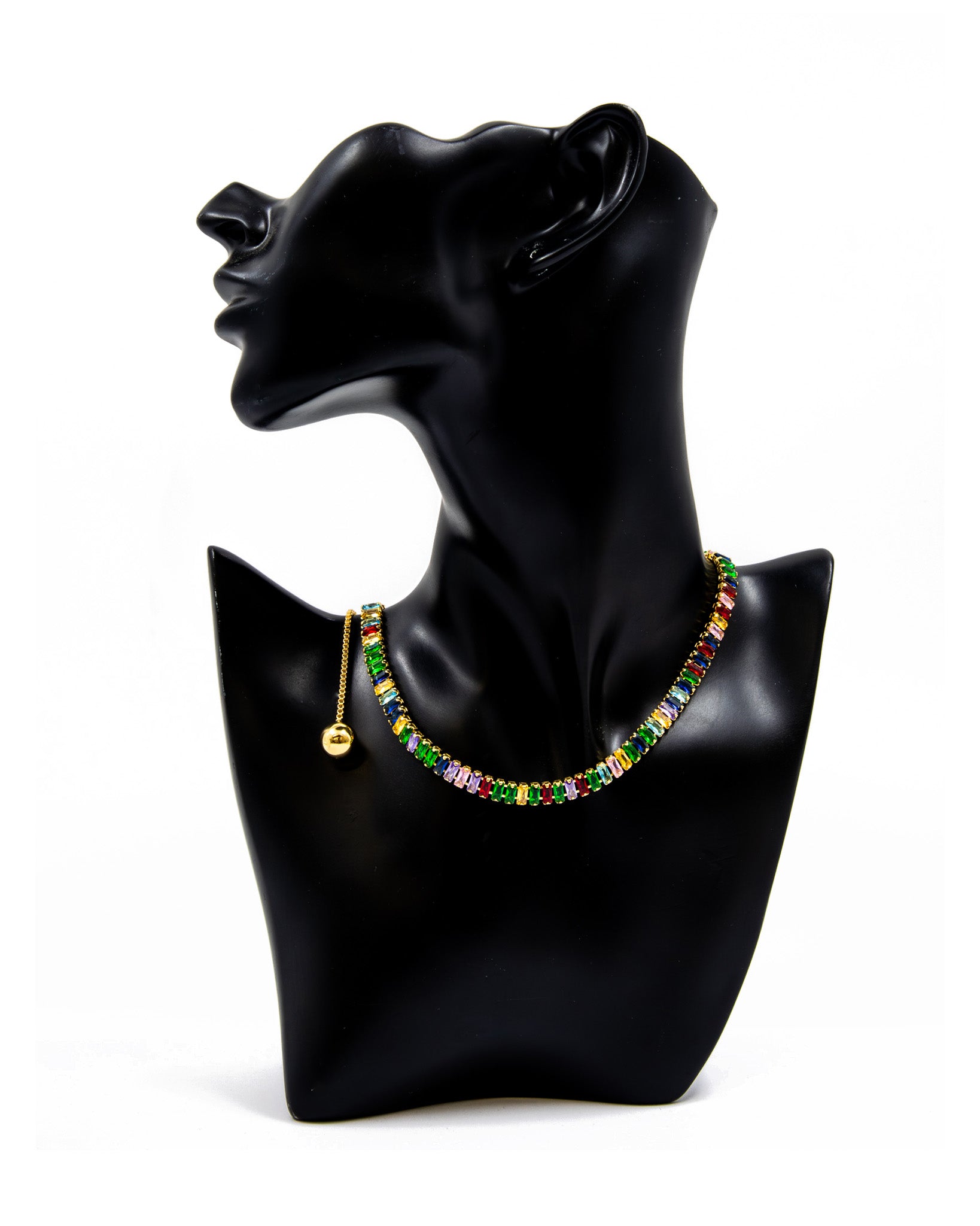 Collar de Cristales Multicolor M2 Oro Laminado