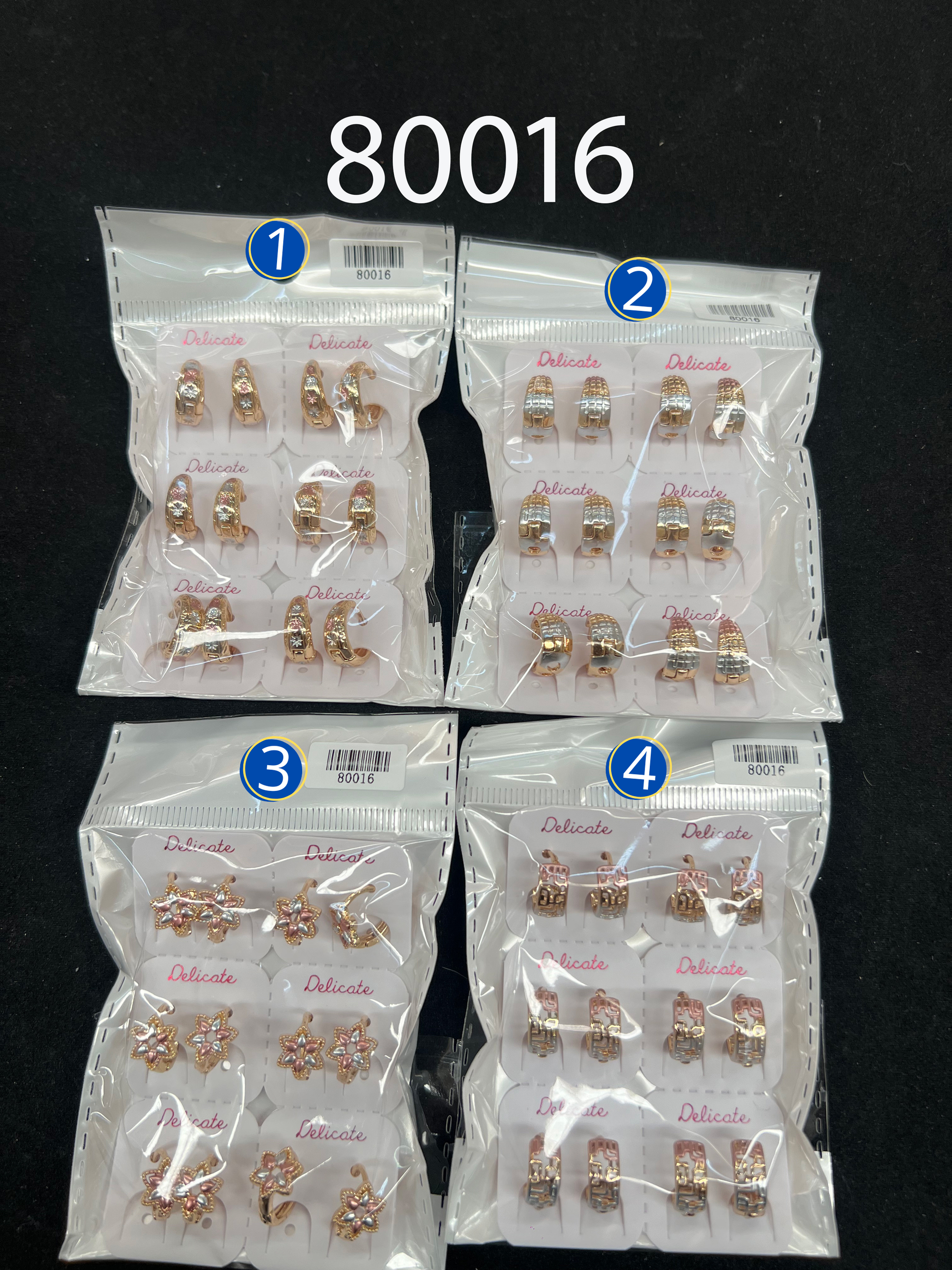 [07/JULIO/26] Paquete de 5 pares de aretes M9 ORO Laminado