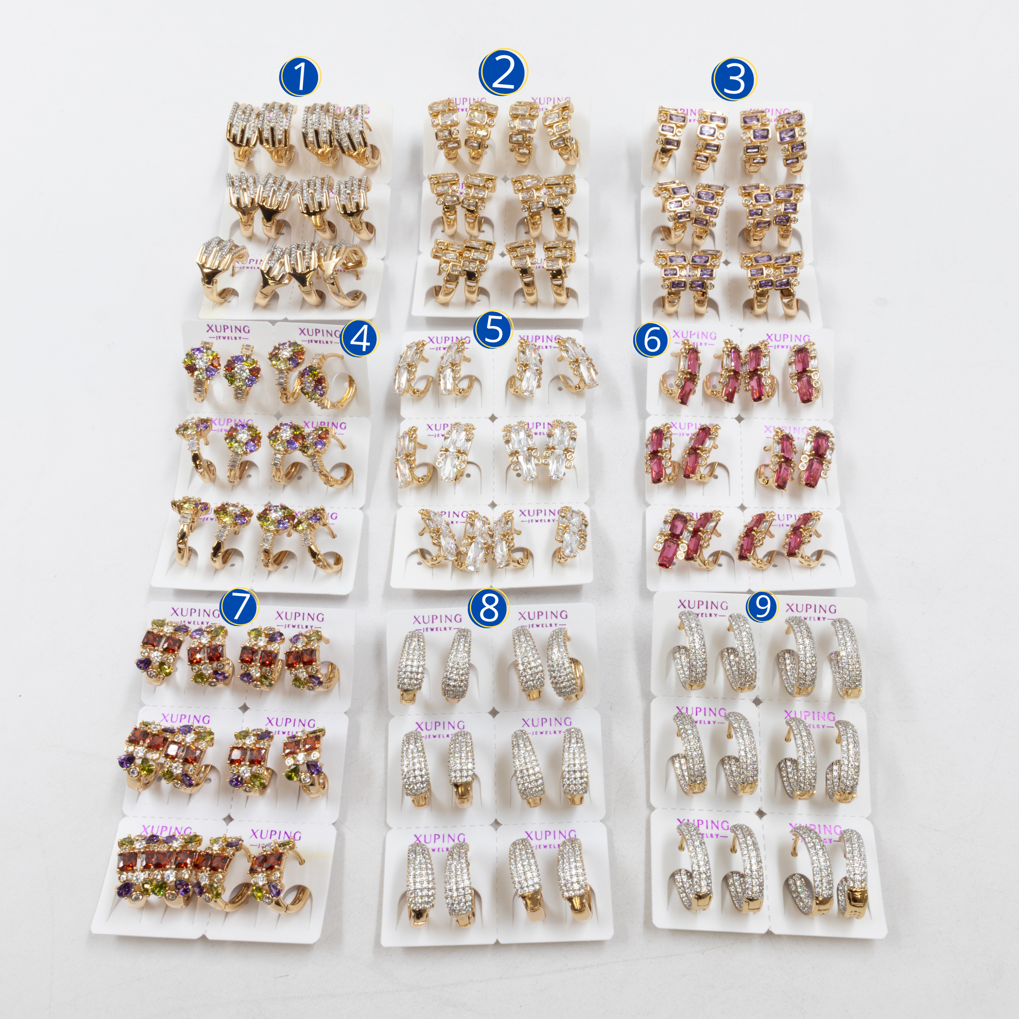 Paquete de 6 pares de Aretes Dorados Xuping M3 Oro Laminado