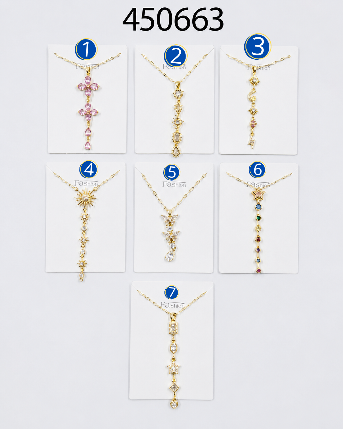 Collares Dorados con Dije largo M2 Oro Laminado