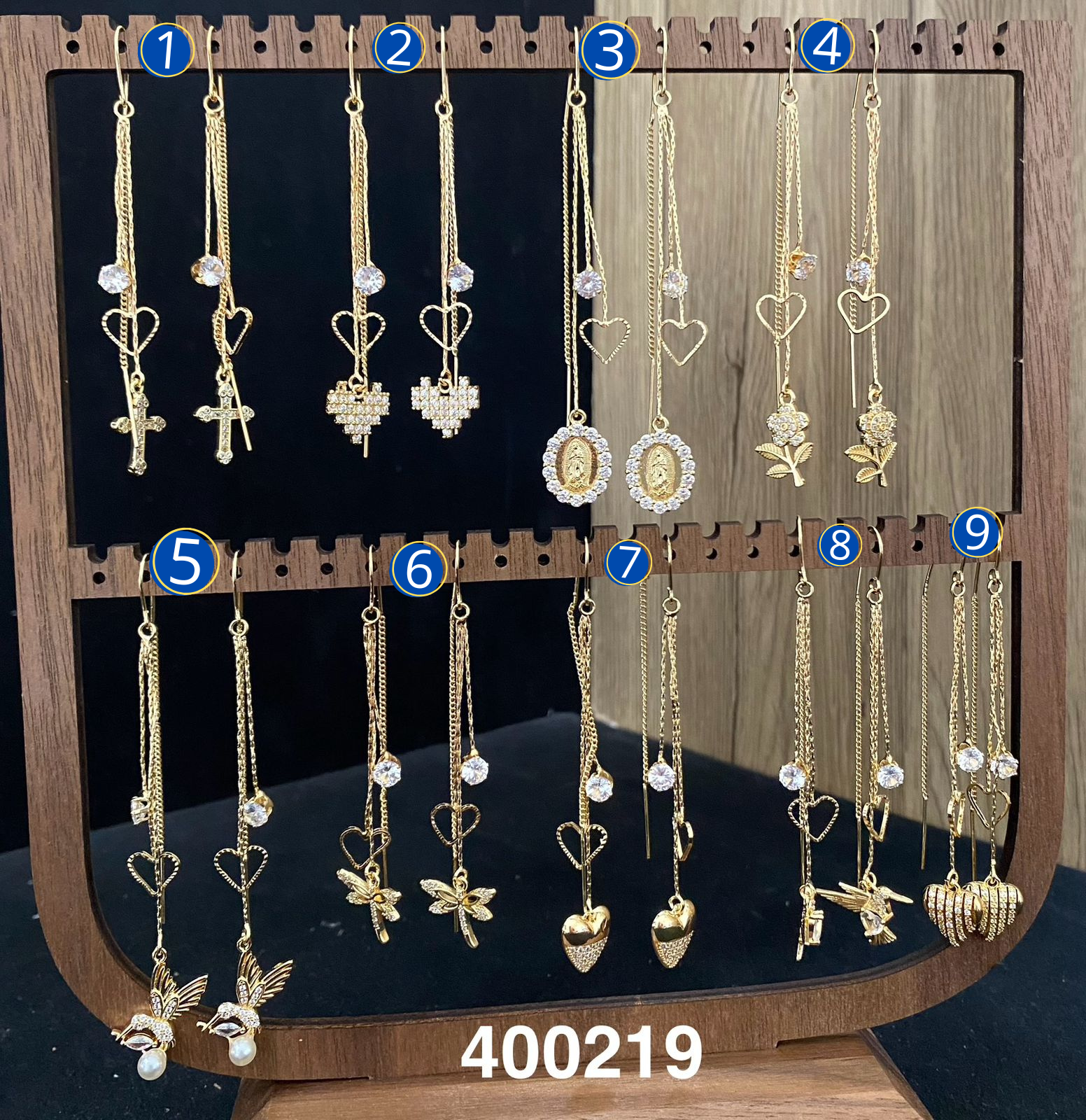 Aretes Largos Dorados M2 Oro Laminado