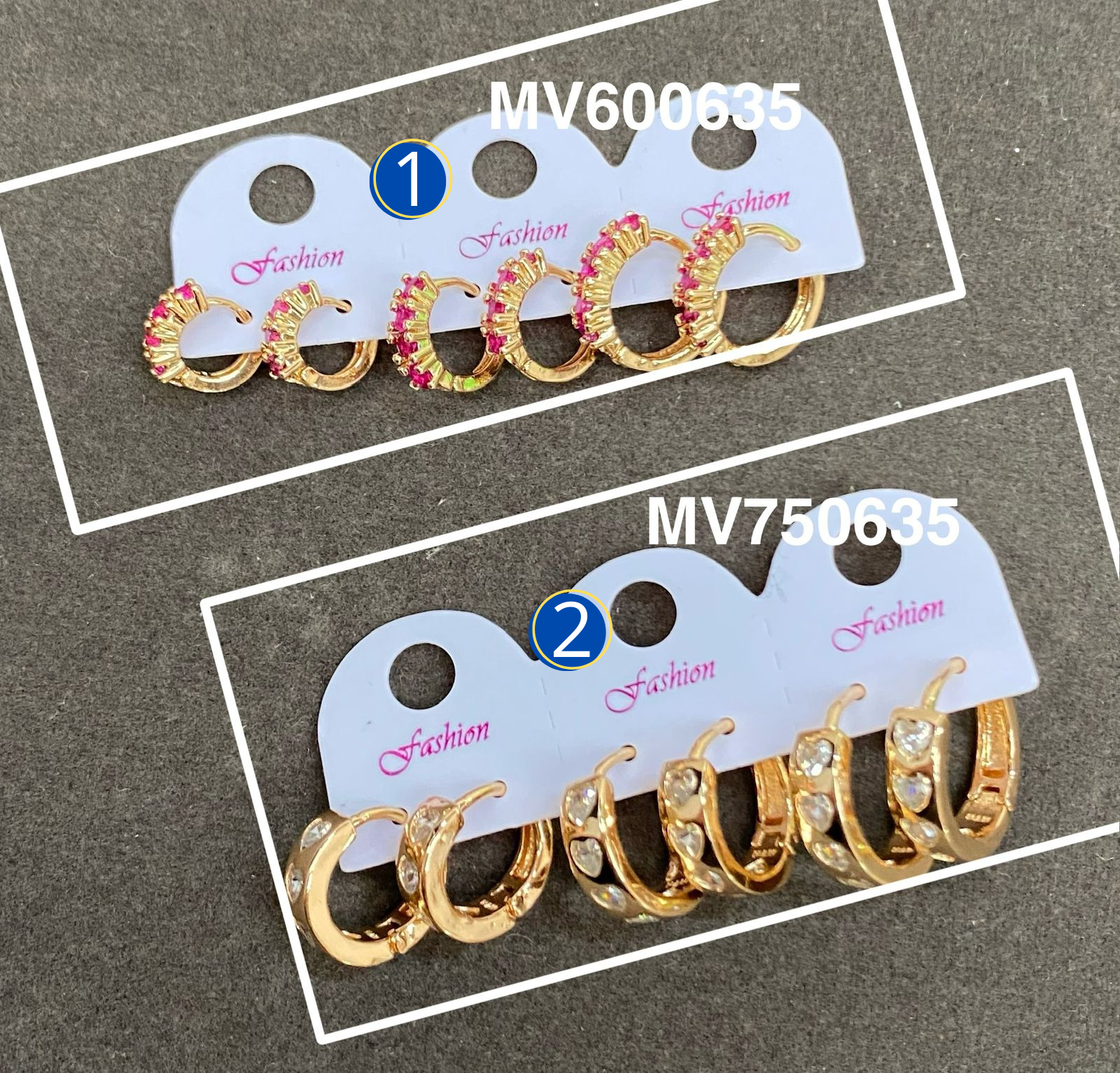 Paquete de 3 pares de Aretes Dorados M11 Oro Laminado 02/03/26