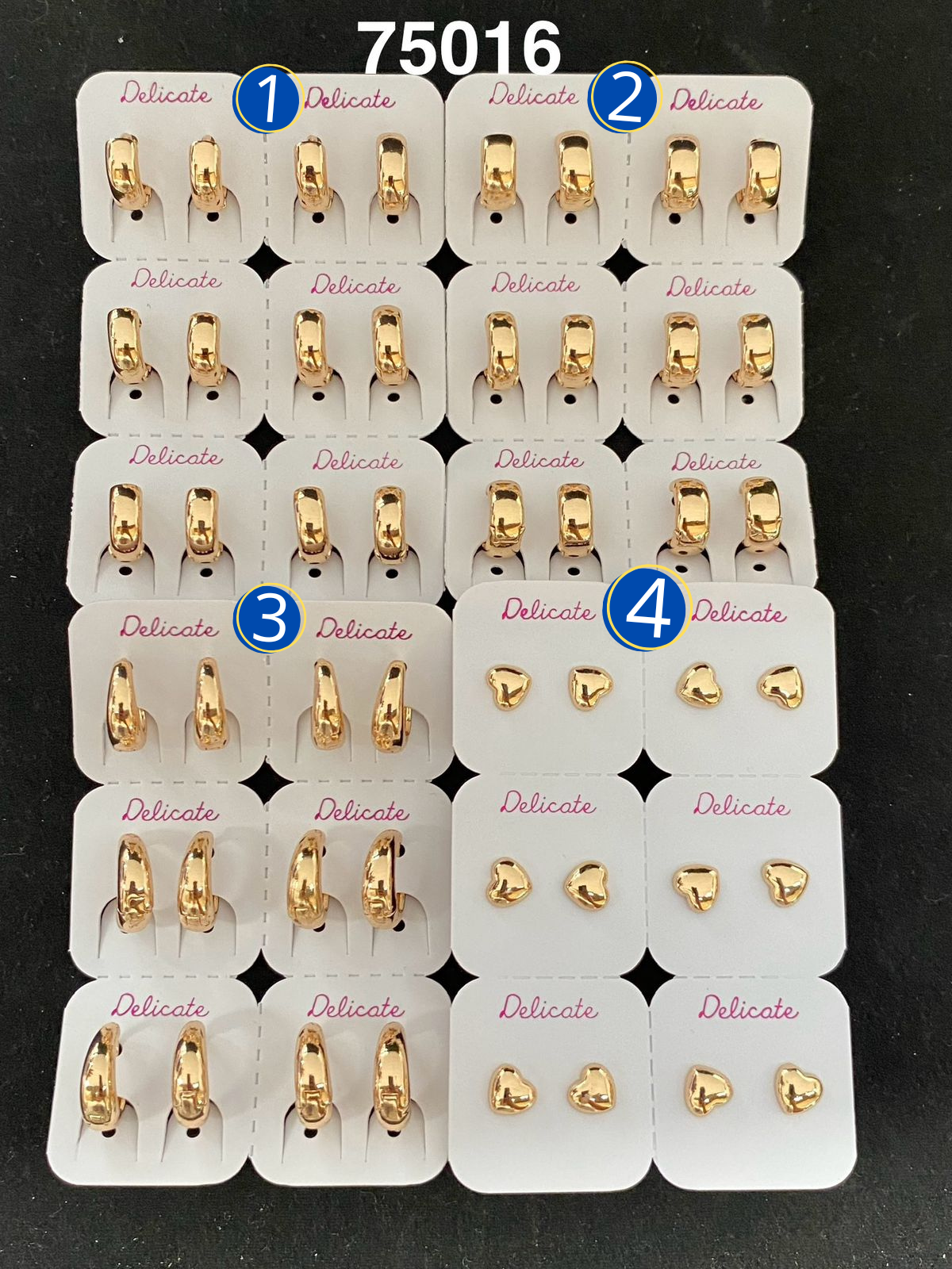 Paquete de 6 pares de aretes dorados M33 Oro Laminado