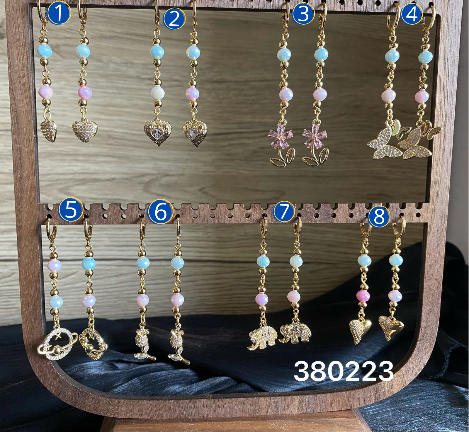 Aretes Largos Dorados de colores M2 Oro Laminado