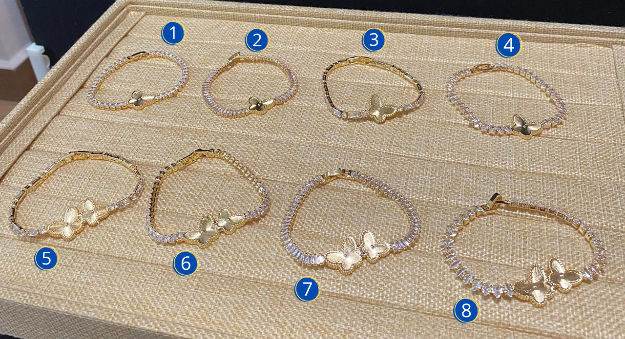 Pulsera con Piedras y dijes de Mariposa M2 Oro Laminado