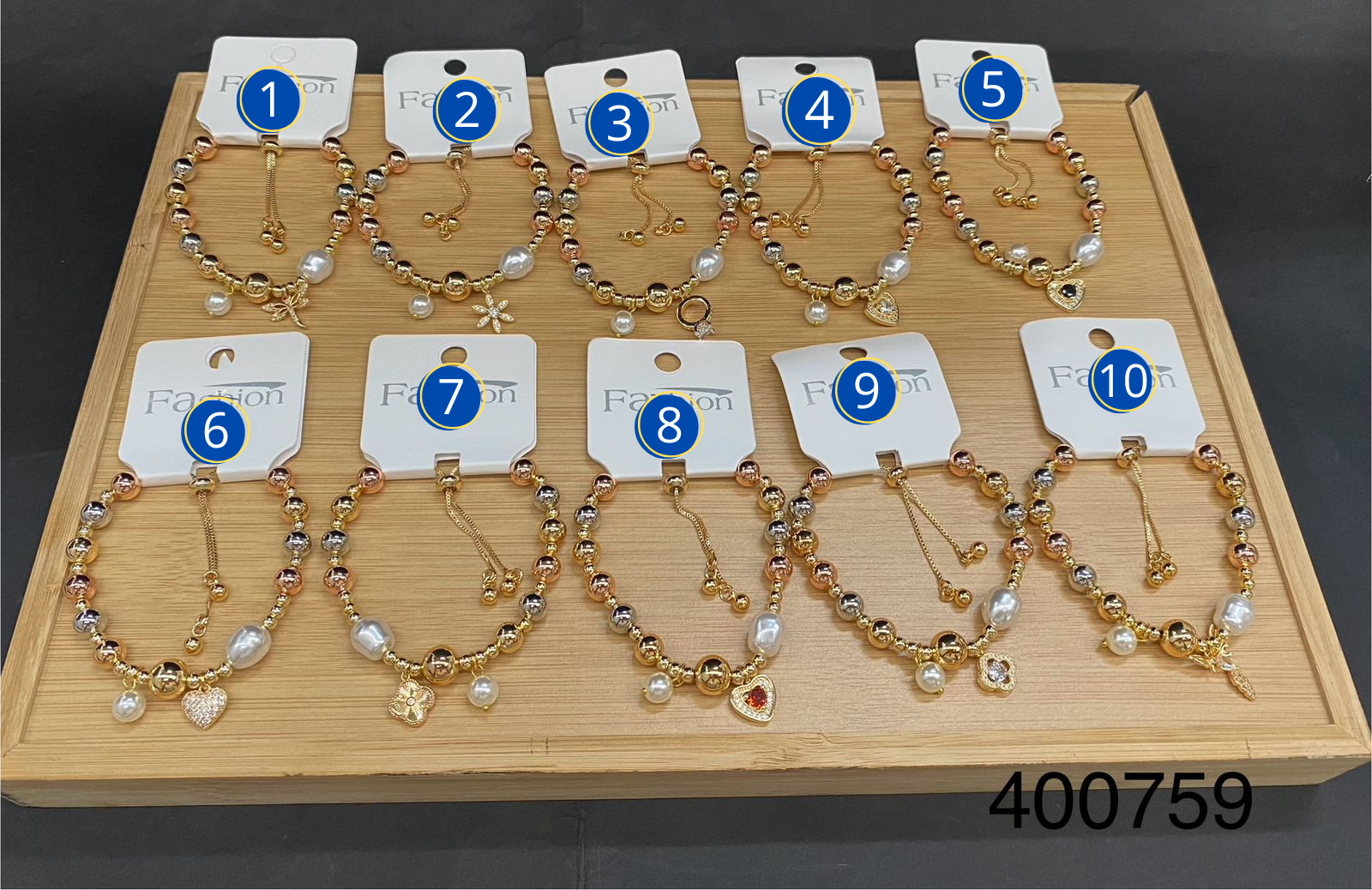 Pulseras con dijes M49 ORO LAMINADO