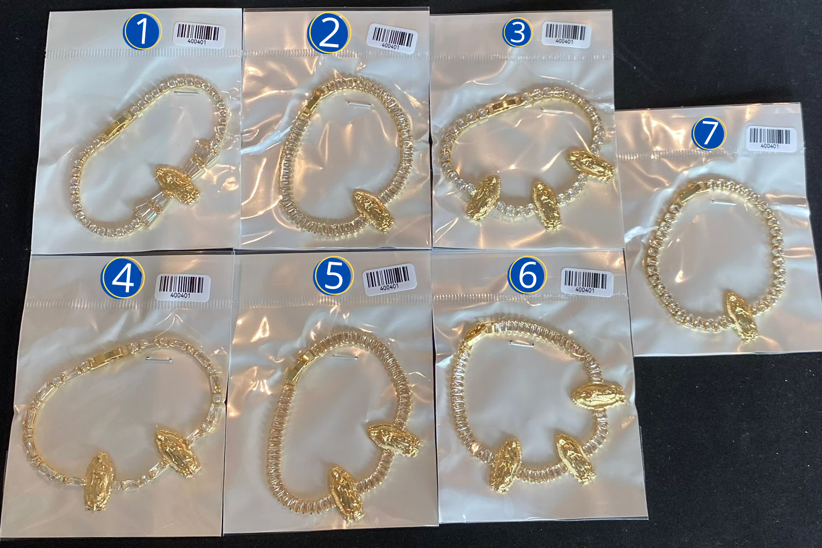 Pulsera Dorada Religiosa con Piedras M1 Oro Laminado