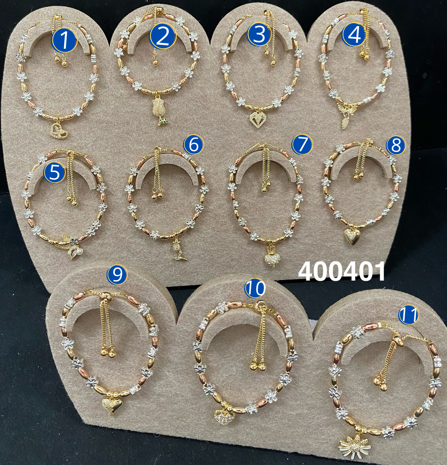 Pulsera Dorada con Dije M10 Oro Laminado