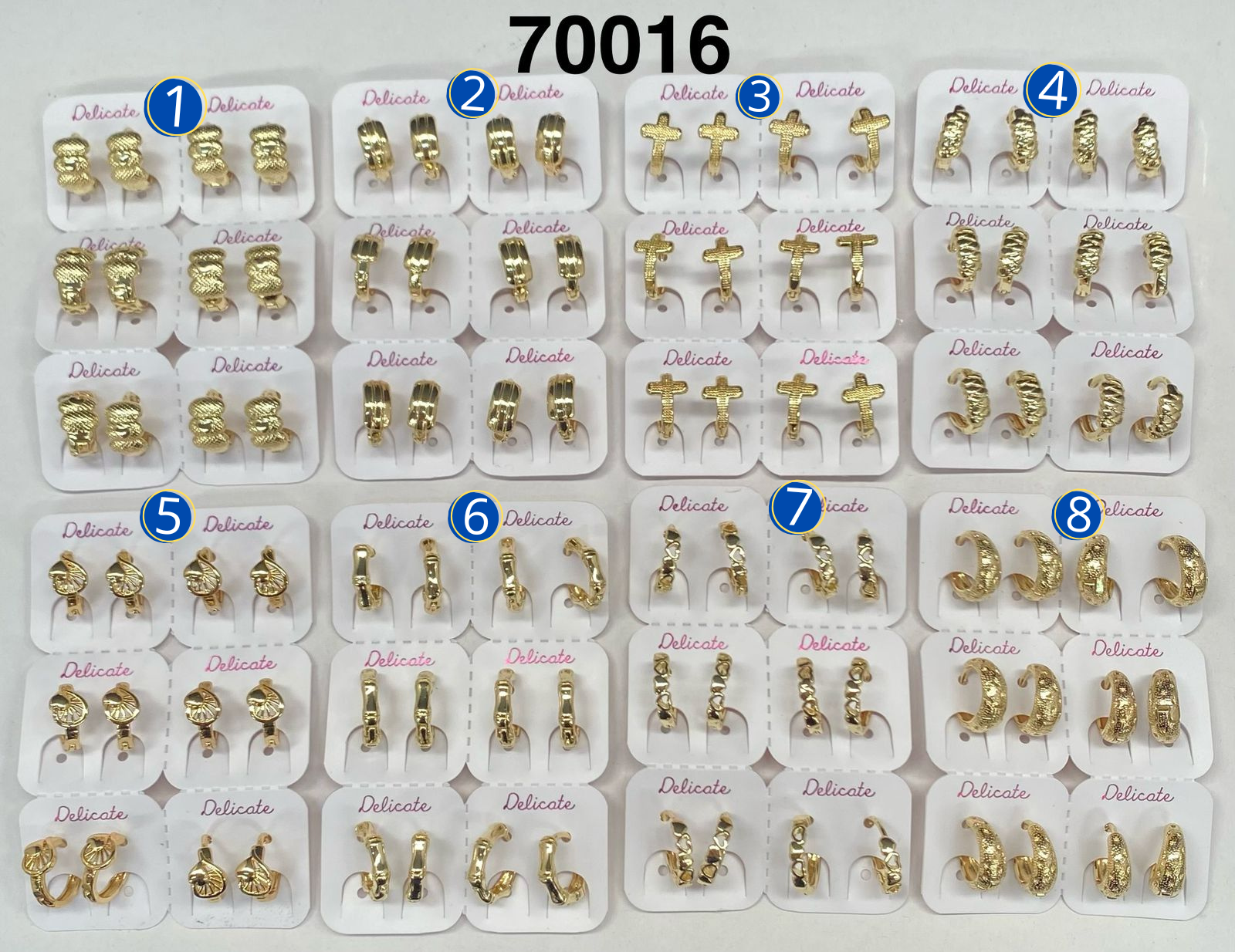 Paquete de 6 pares de Aretes Dorados M39 Oro Laminado