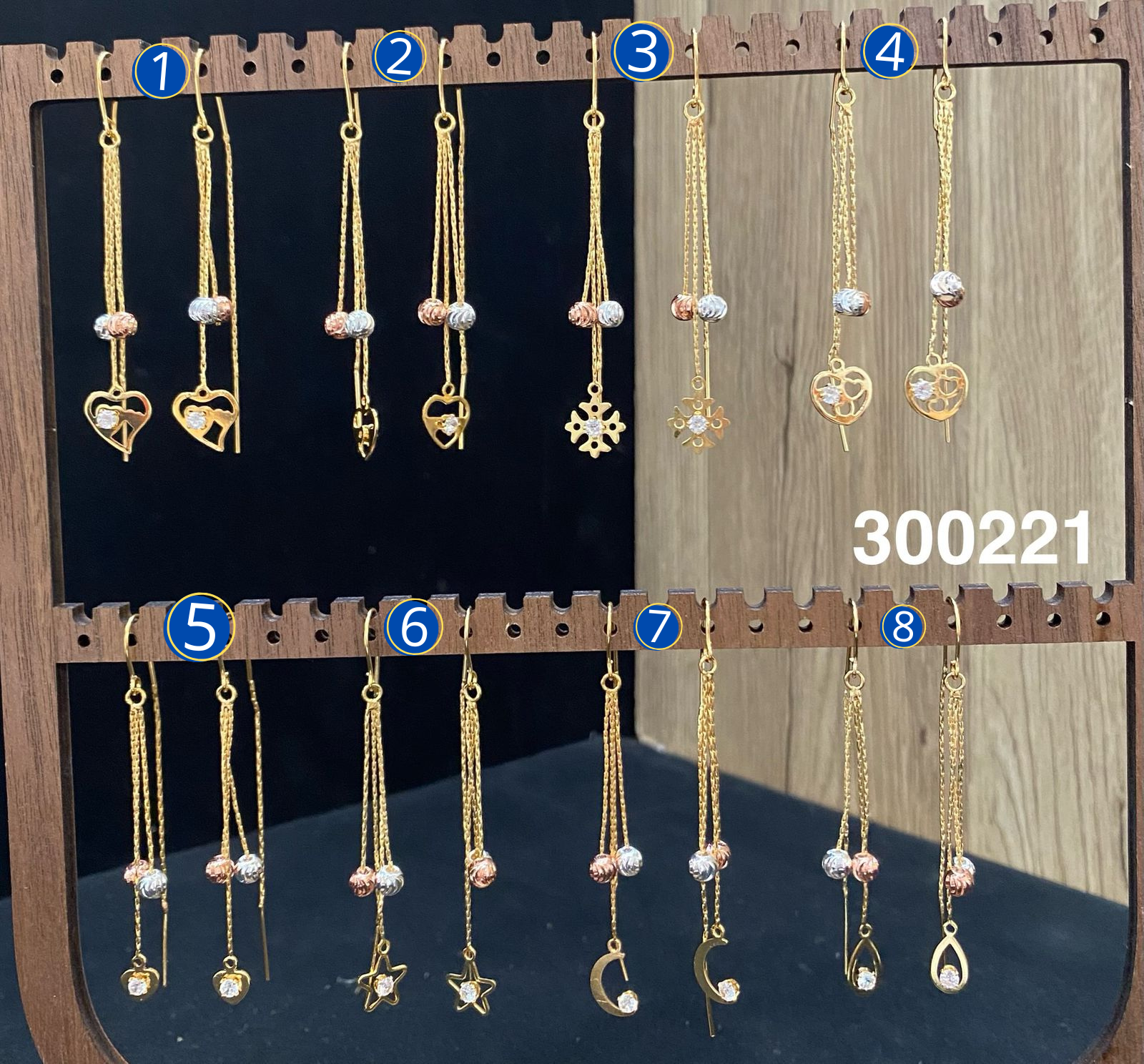 Aretes Largos Dorados M3 Oro Laminado