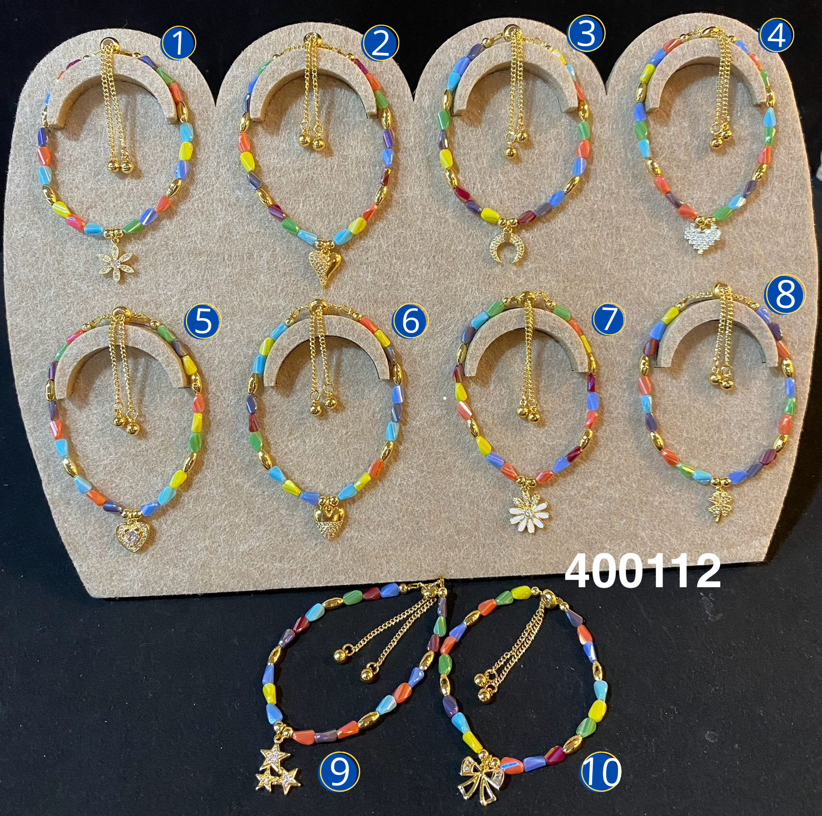 Pulsera Ajustable de colores M3 Oro Laminado