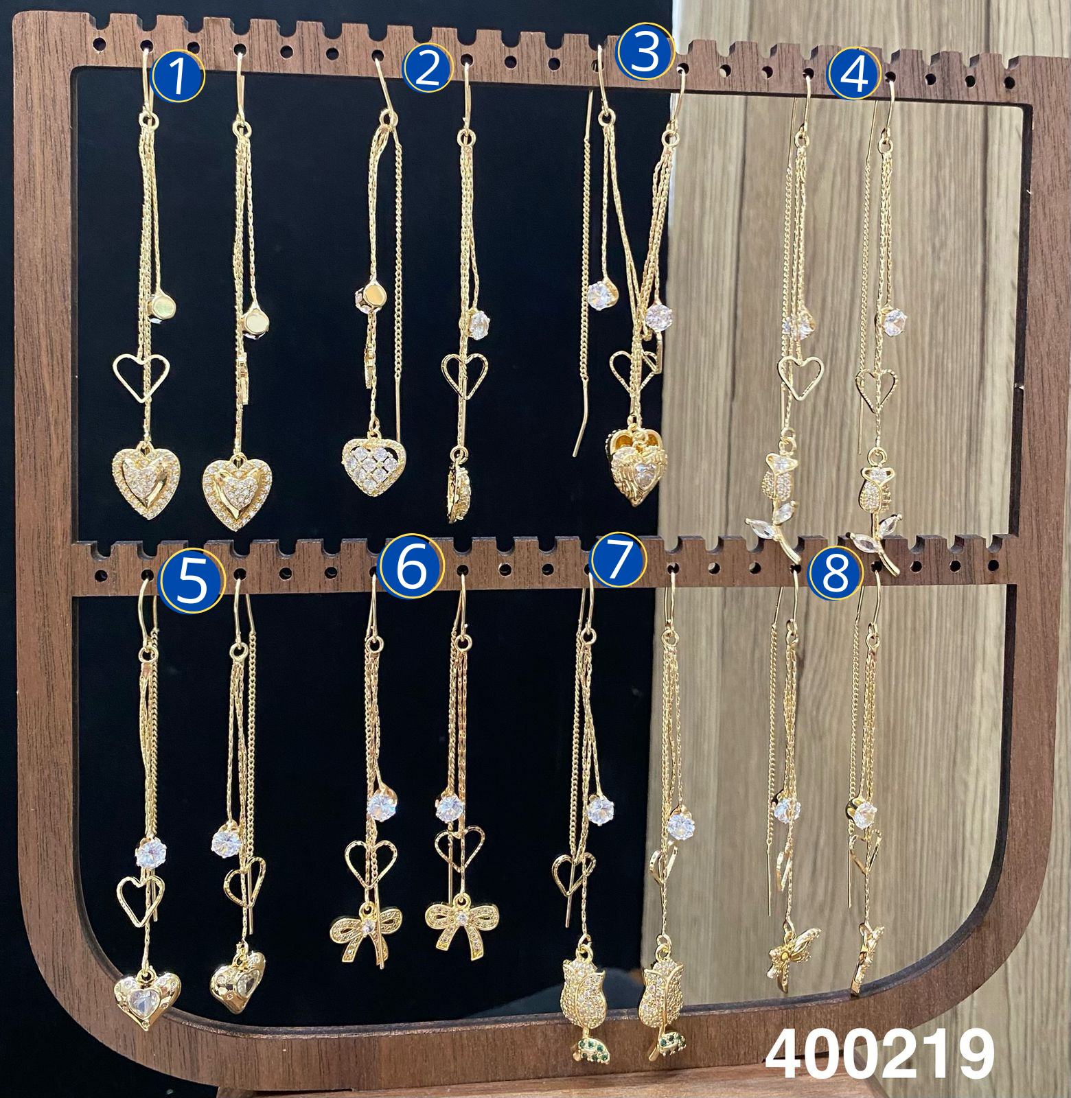 Aretes Largos Dorados M8 Oro Laminado