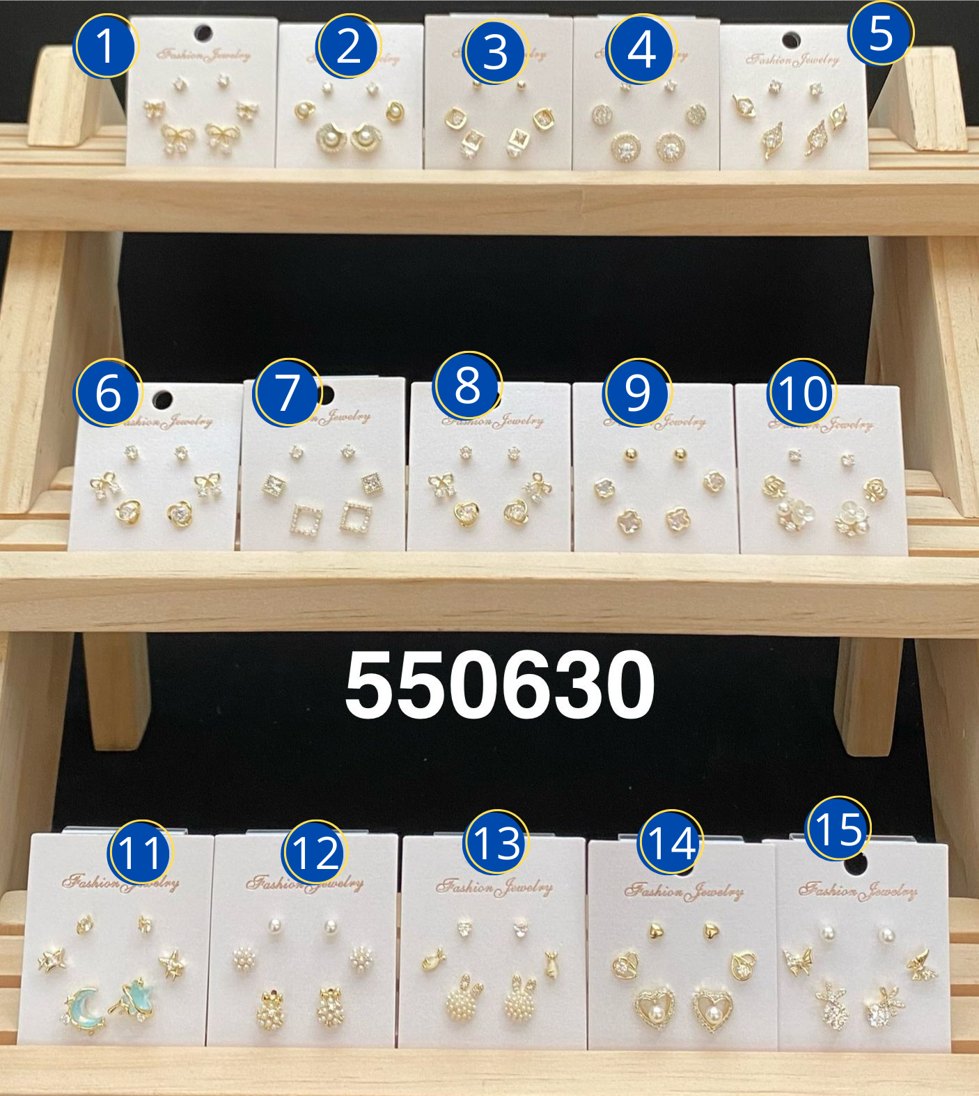 Paquetes de 3 Aretes Dorados M3 Oro Laminado