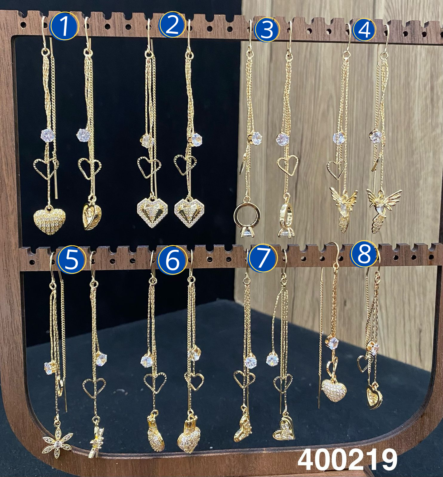 Aretes Largos Dorados M9 Oro Laminado