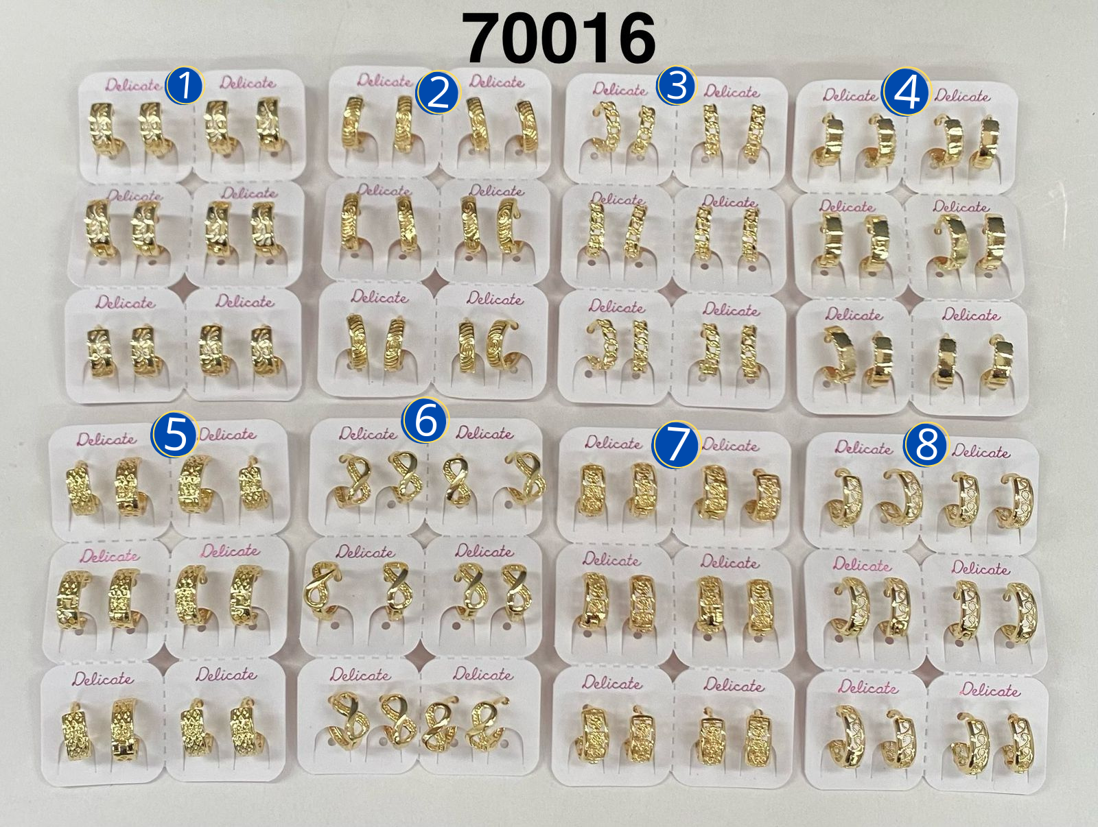 Paquete de 6 pares de Aretes Dorados M41 Oro Laminado