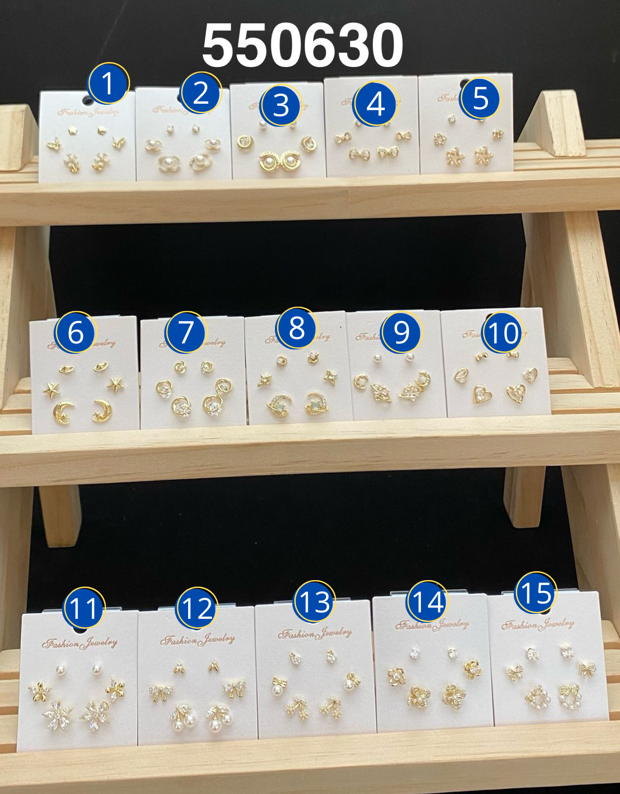 Paquetes de 3 Aretes Dorados M4 Oro Laminado