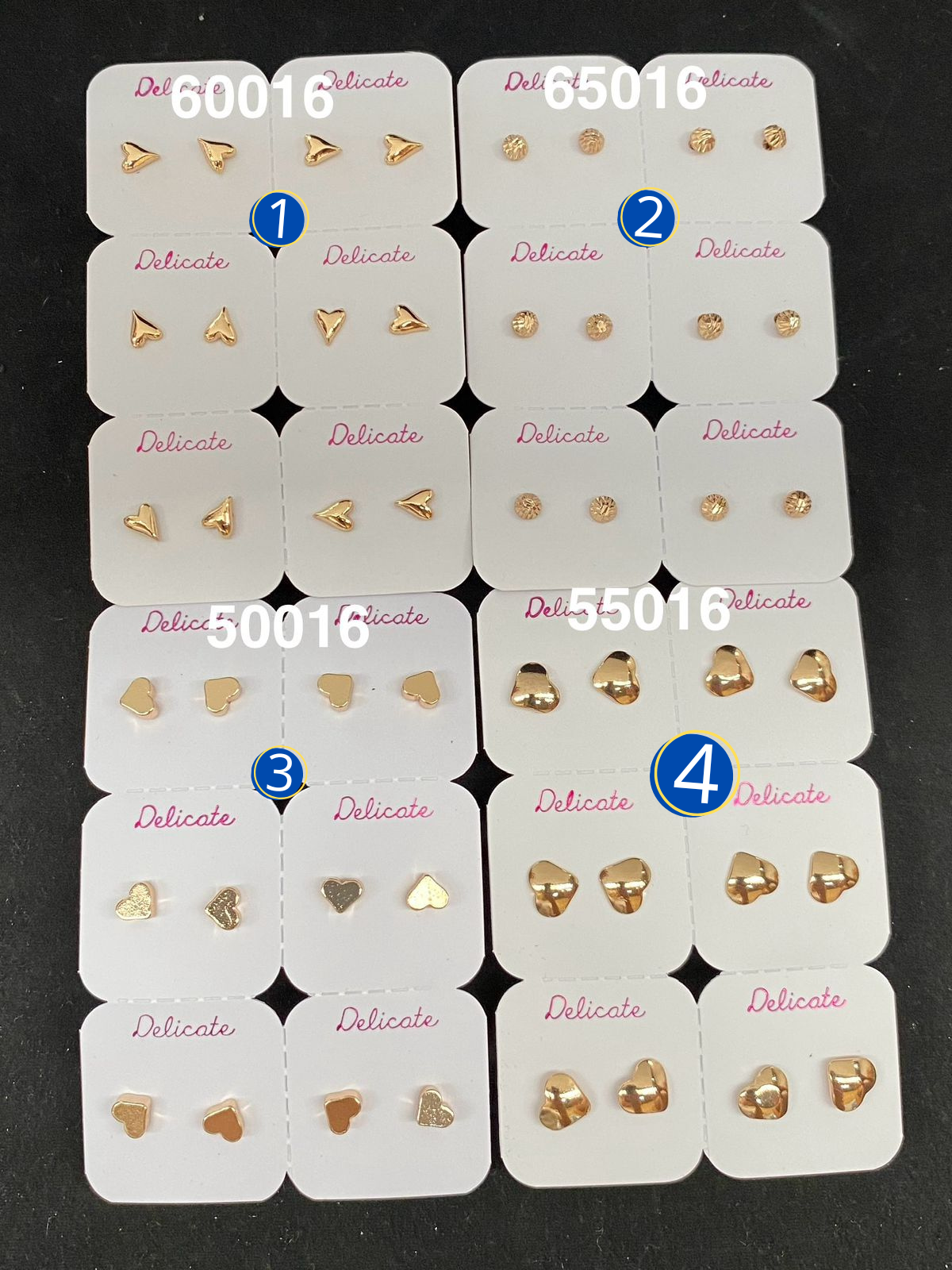 Paquete de 6 pares de aretes dorados M37 Oro Laminado
