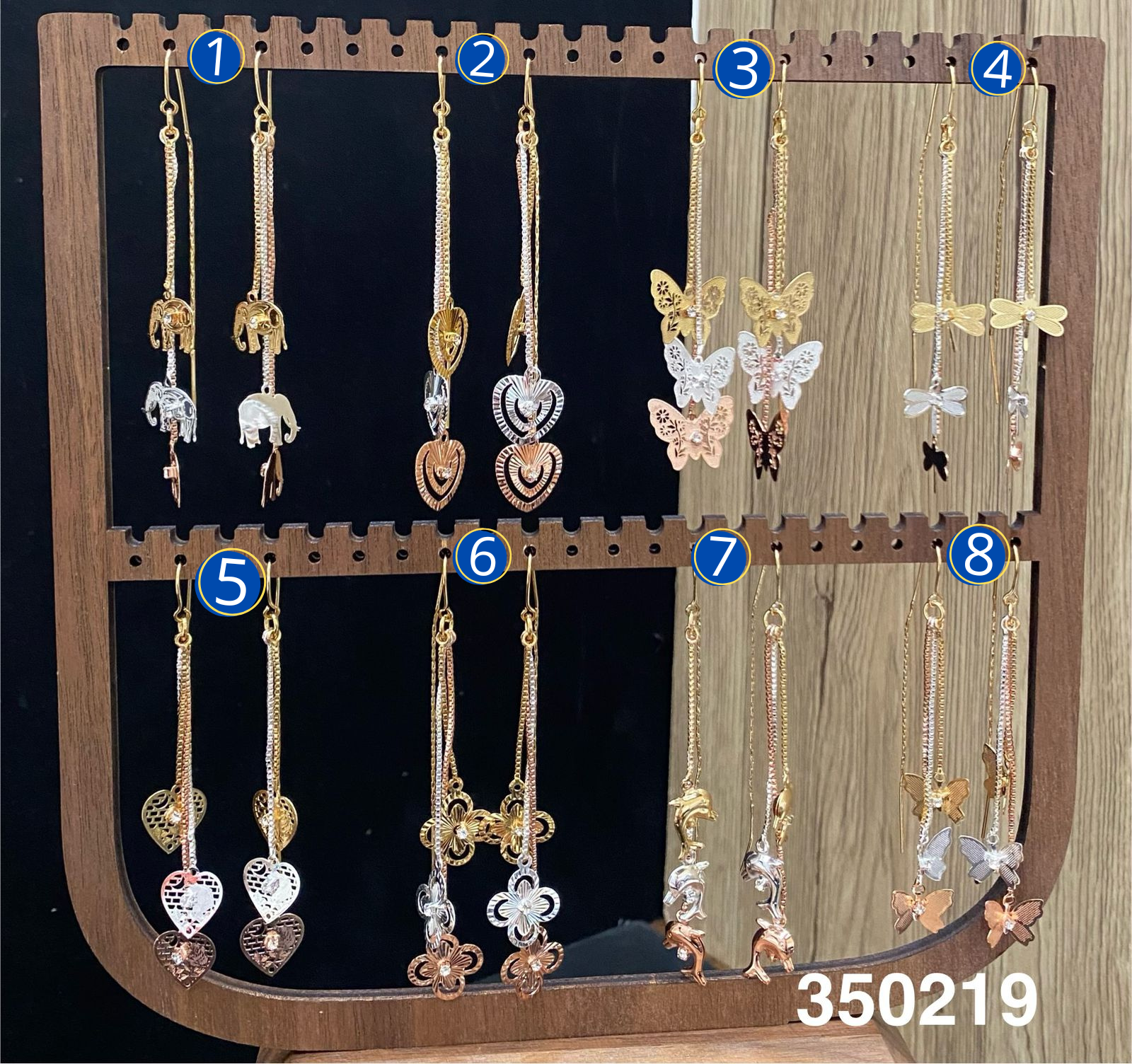 Aretes Largos Dorados M7 Oro Laminado