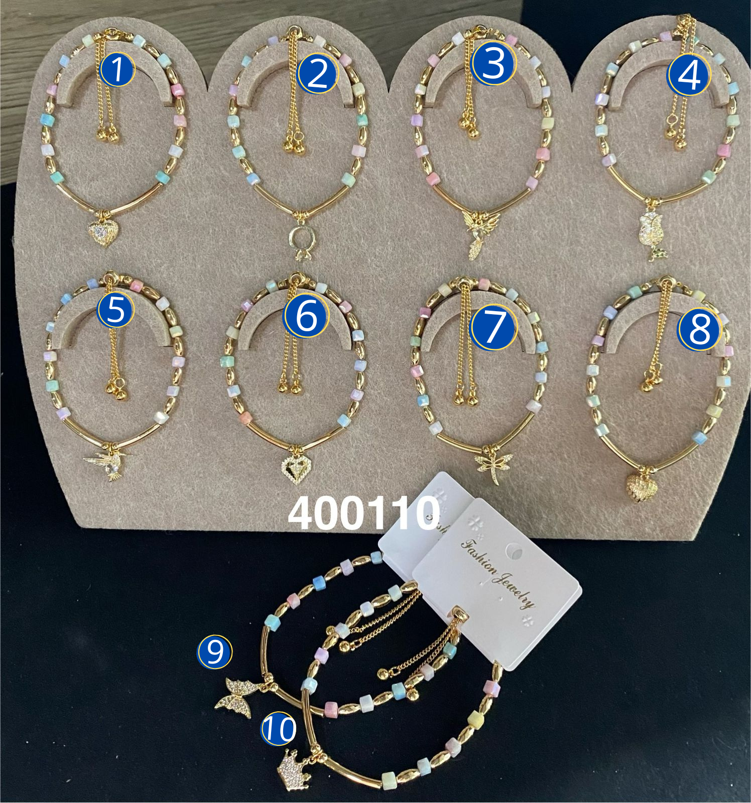 Pulsera Dorada con Dije M7 Oro Laminado