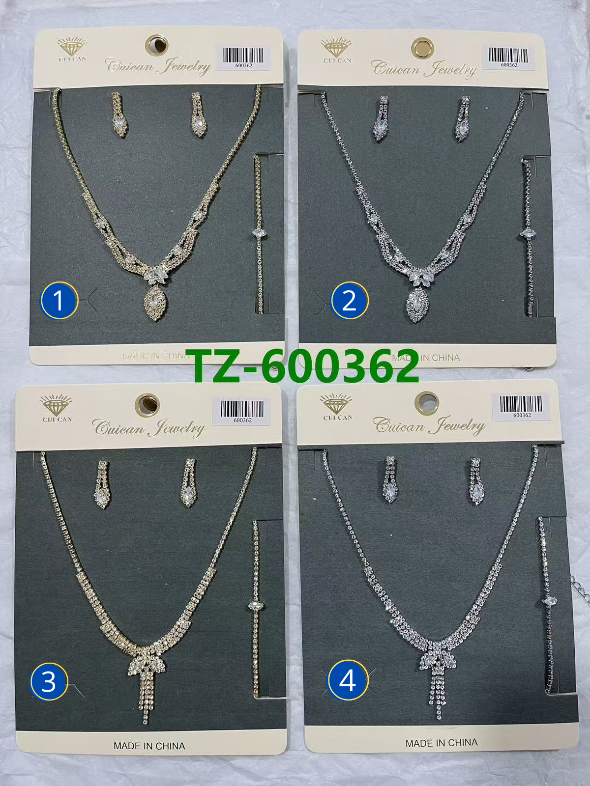 Conjuntos Plateados con piedras M27 Oro Laminado