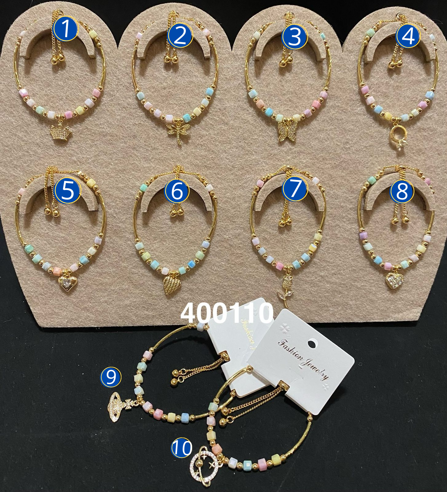 Pulsera Dorada con Dije M8 Oro Laminado