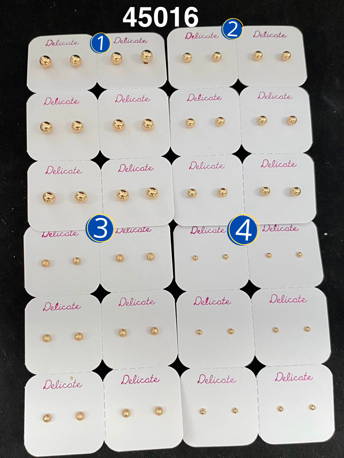 Paquete de 6 pares de aretes dorados M39 Oro Laminado
