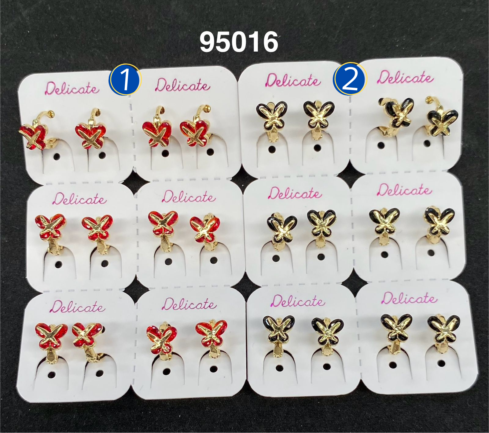 Paquete de 6 pares de aretes dorados M40 Oro Laminado