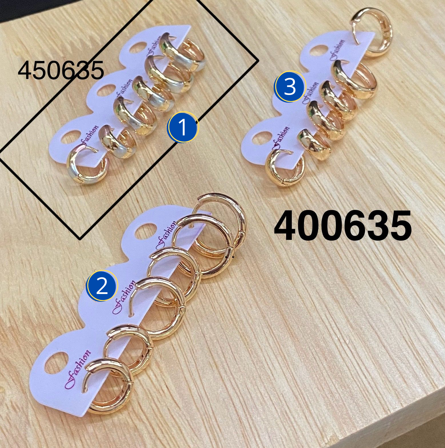 Aretes Dorados Paquete de 3 M31 Oro Laminado