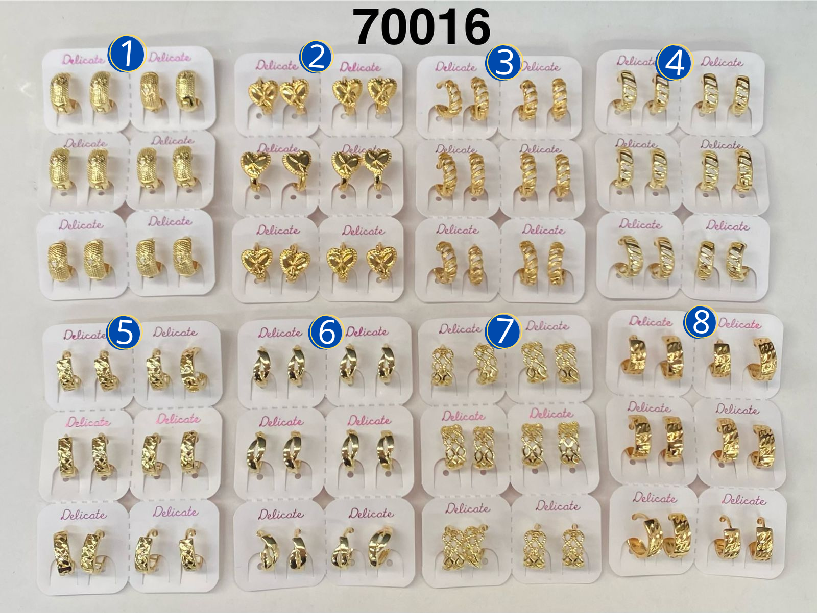 Paquete de 6 pares de Aretes Dorados M46 Oro Laminado