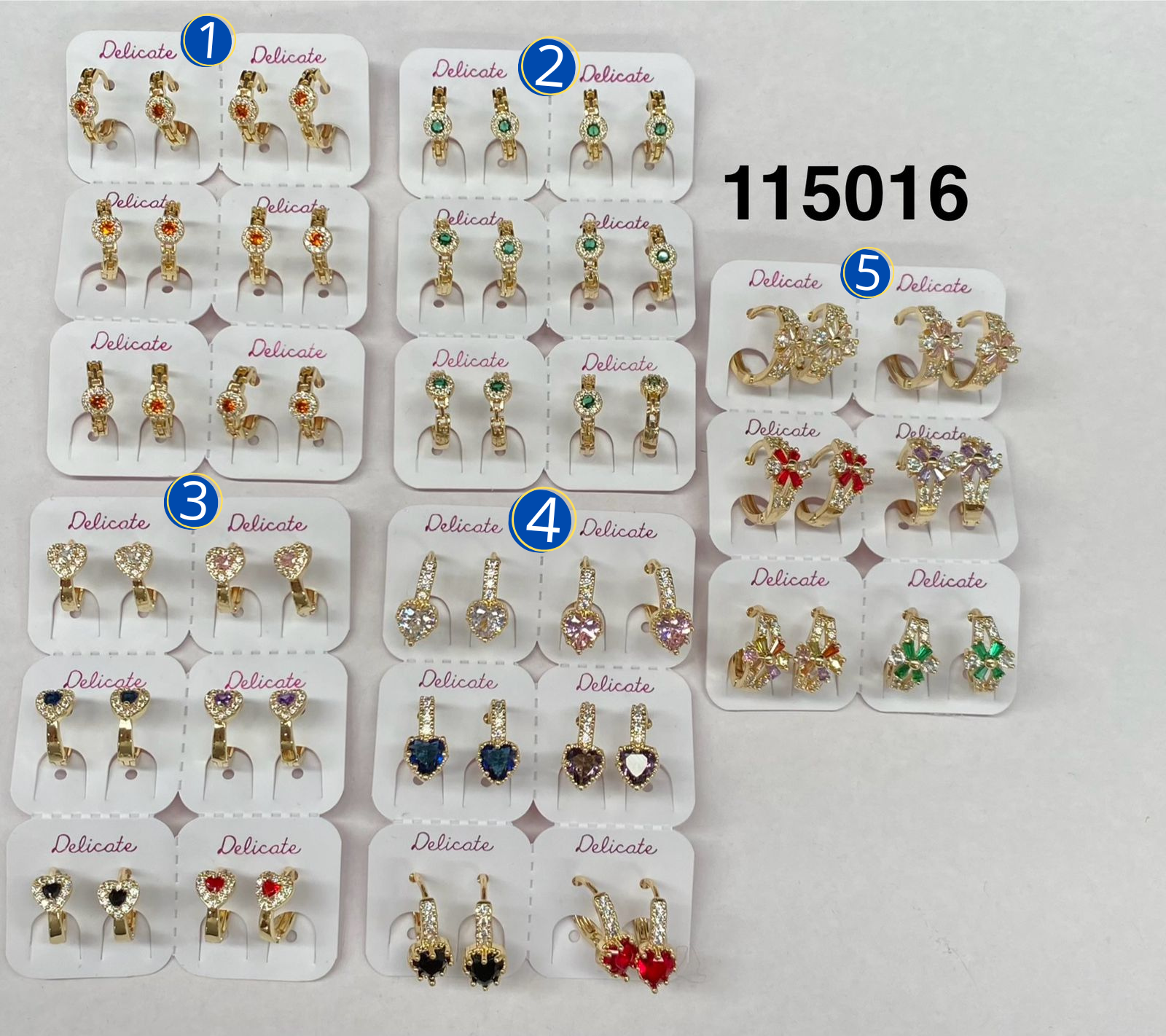 Paquete de 6 pares de Aretes Dorados M10 Oro Laminado