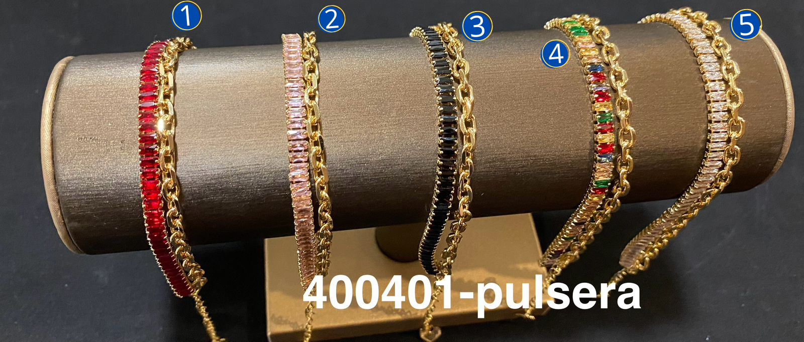 Pulsera Dorada con Piedras de Color M4 Oro Laminado
