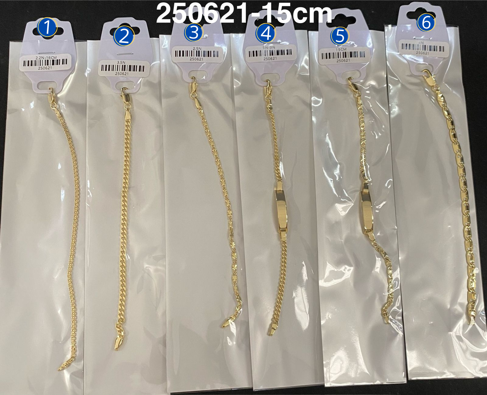 Pulsera Dorada de 15 cm M6 Oro Laminado
