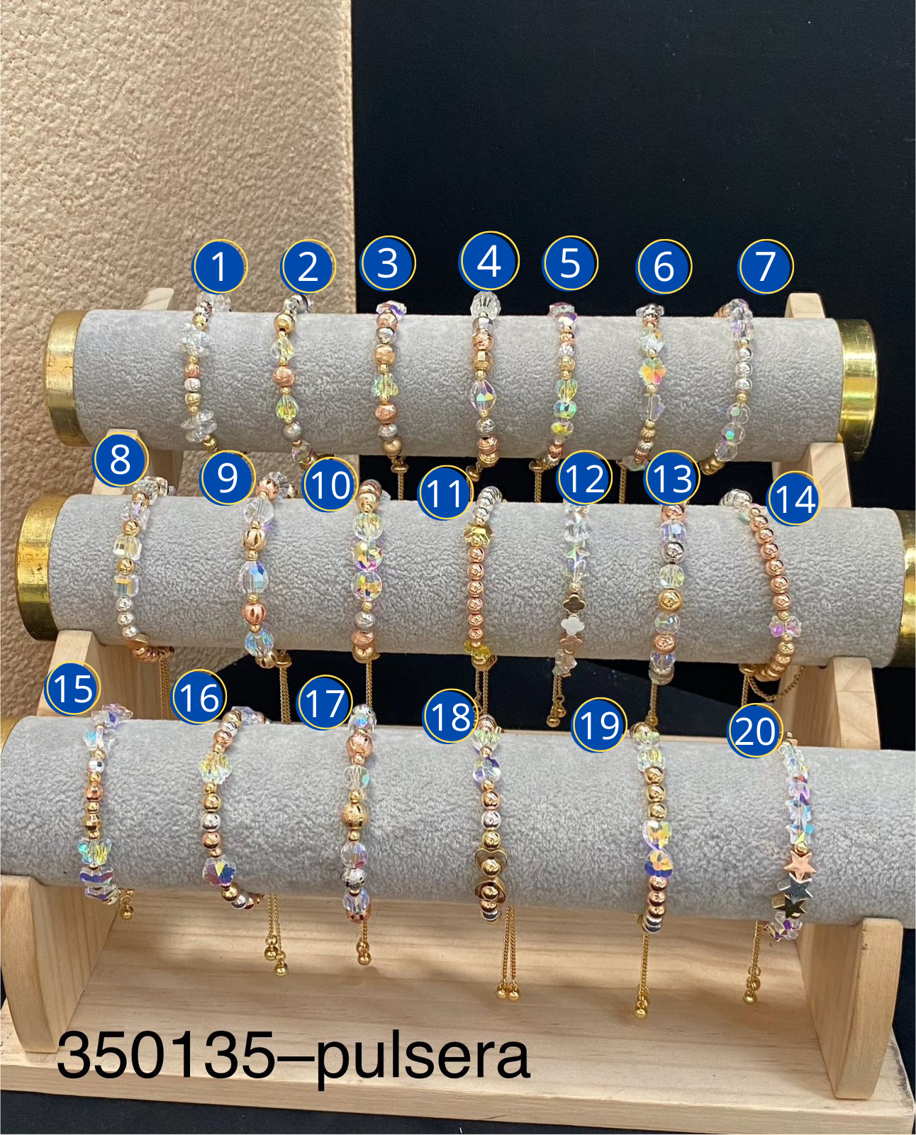 Pulseras con dijes M40 ORO LAMINADO