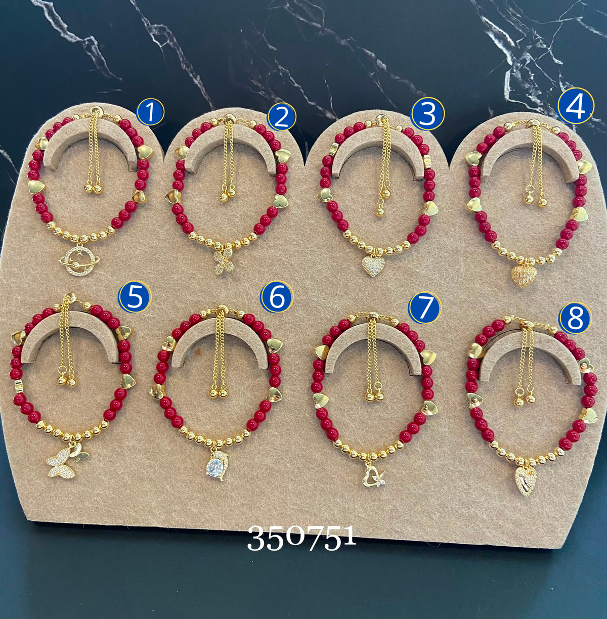[12/SEPTIEMBRE/26] Pulseras Dorada concuentas Rojas M2 Oro Laminado