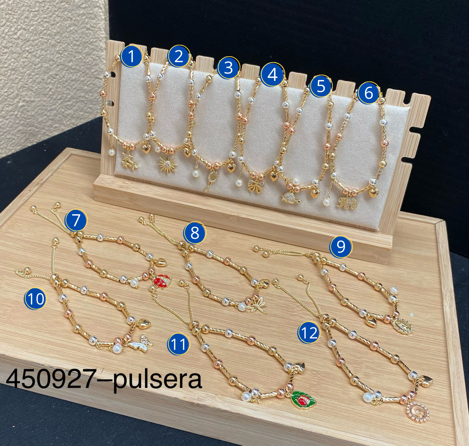 Pulseras con dijes M34 ORO LAMINADO