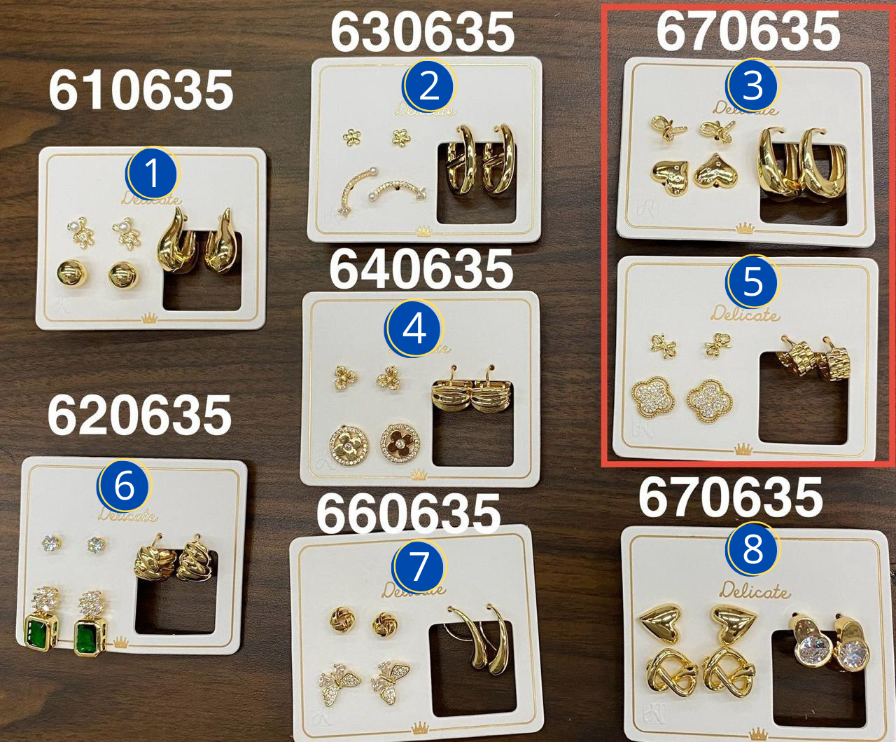 Paquetes de 3 Aretes Dorados M6 Oro Laminado