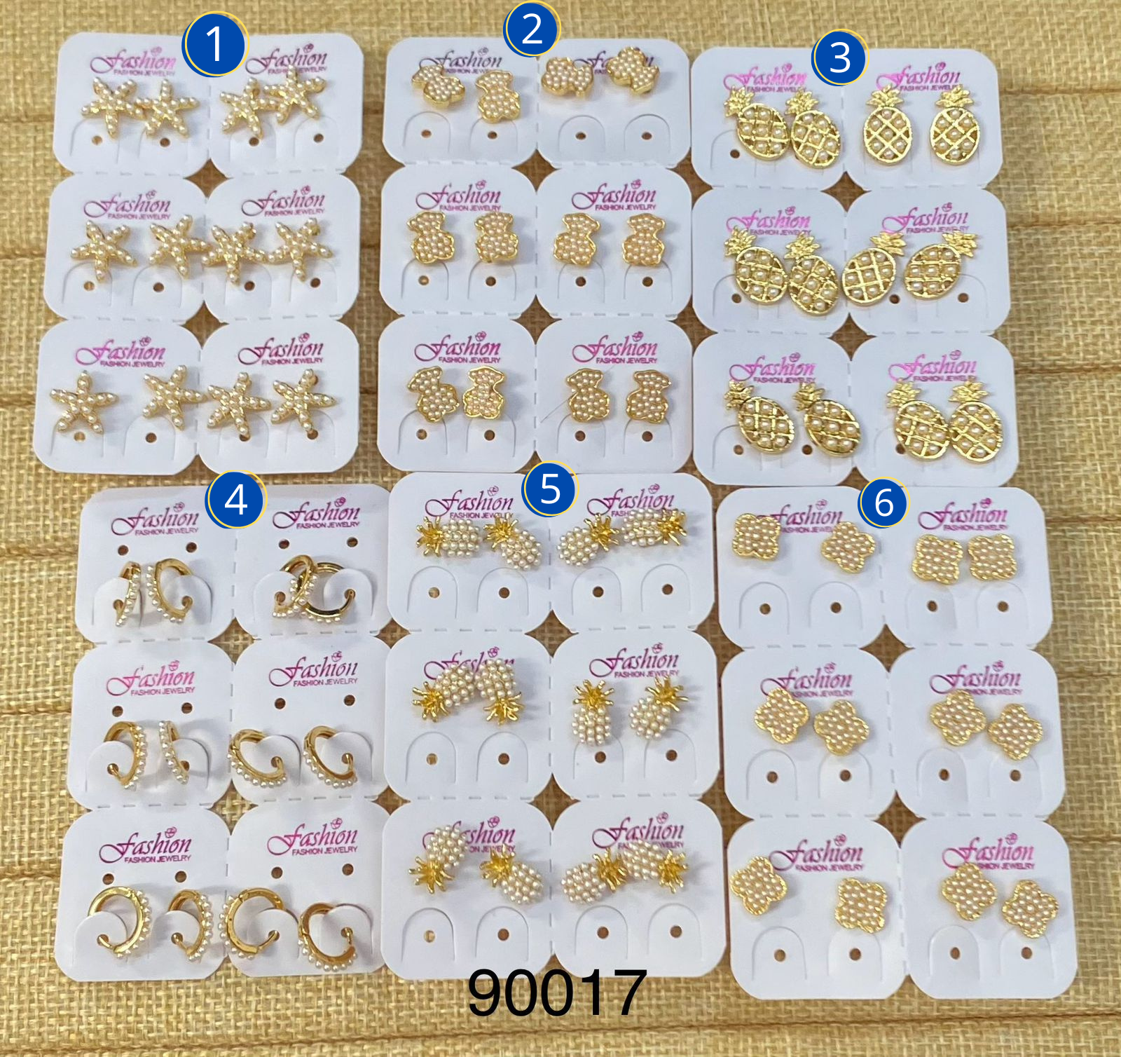 Aretes dorados Paquete de 6 M12 - Oro Laminado
