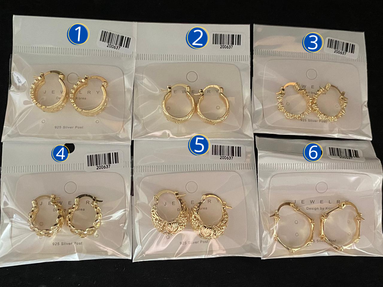 Aretes Dorados diferentes Diseños M4 Oro Laminado