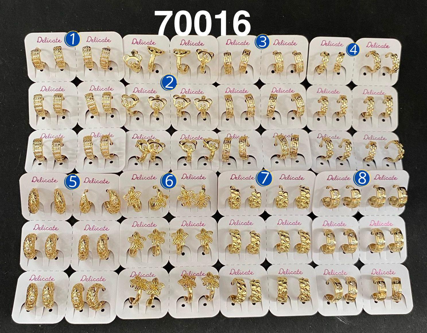Paquete de 6 pares de aretes Dorados M9 Oro Laminado