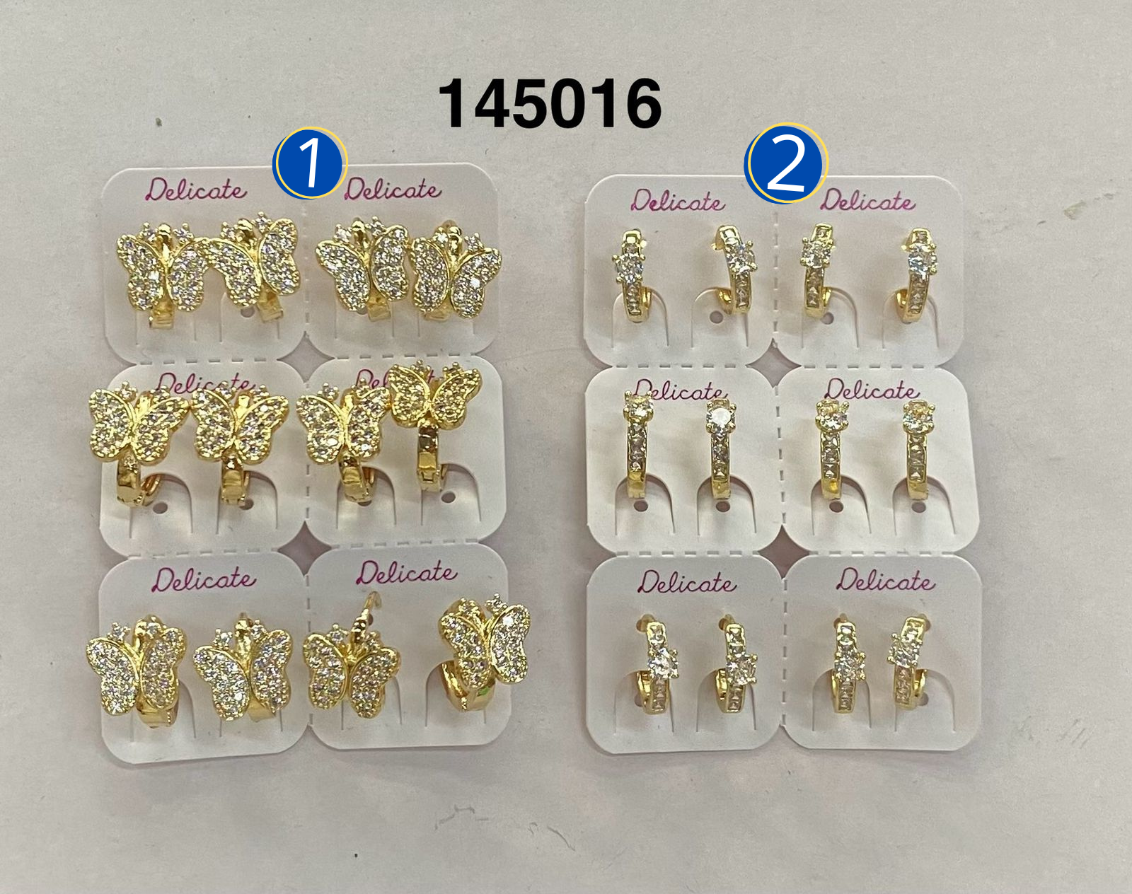 Paquete de 6 pares de Aretes Dorados M15 Oro Laminado