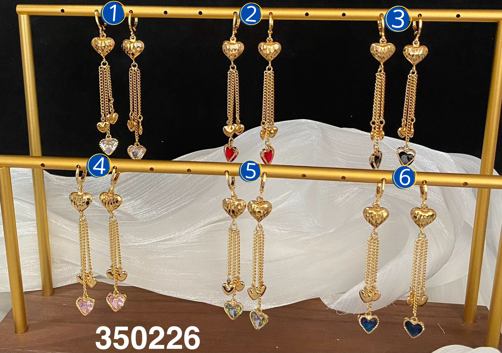 Aretes Largos Dorados M24 Oro Laminado