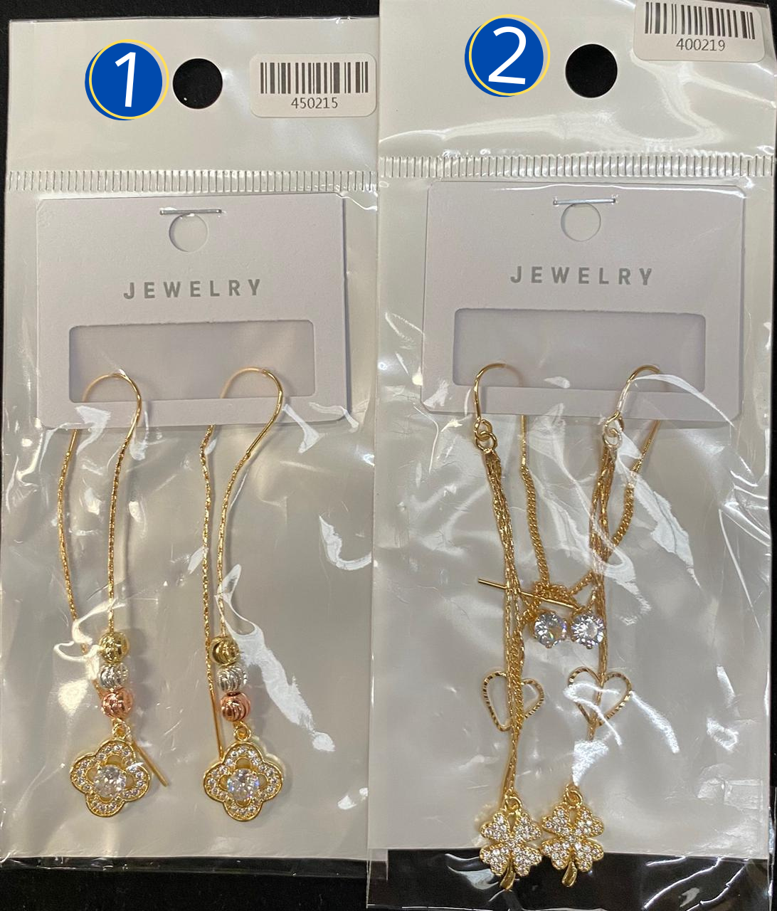 Aretes Dorados Largos de Flor M1 Oro Laminado 03/03/26