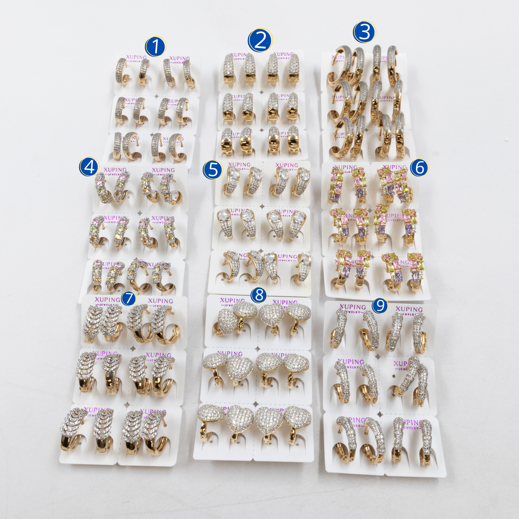 Paquete de 6 pares de Aretes Dorados Xuping M5 Oro Laminado