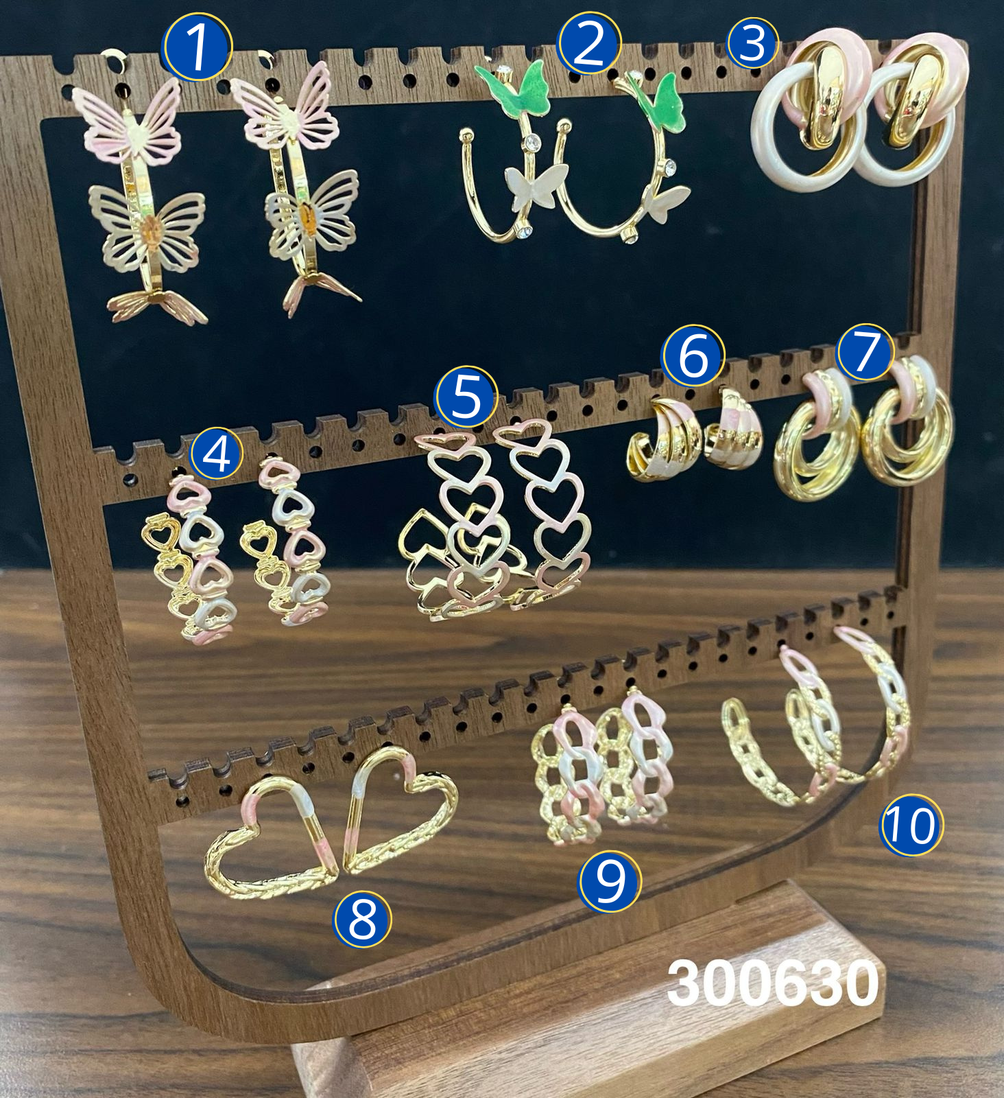 Aretes de Tres colores M1 Oro Laminado