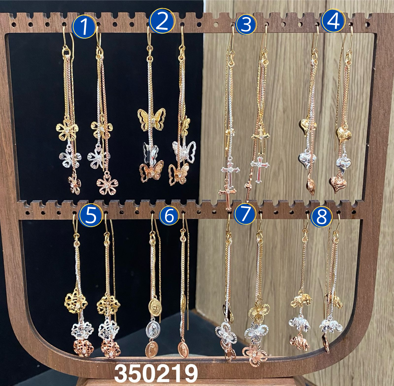 Aretes Largos Dorados M6 Oro Laminado