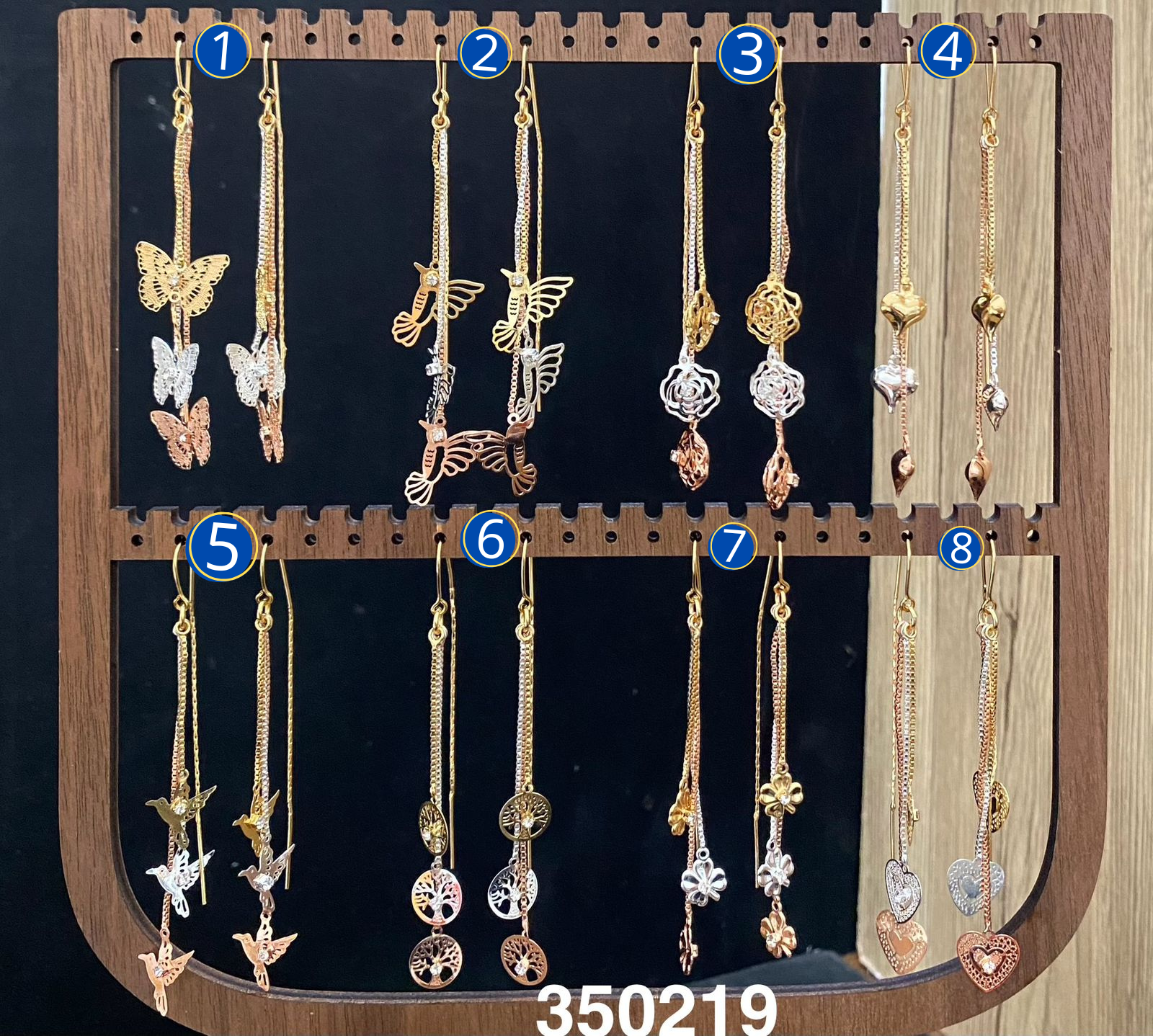 Aretes Largos Dorados M5 Oro Laminado