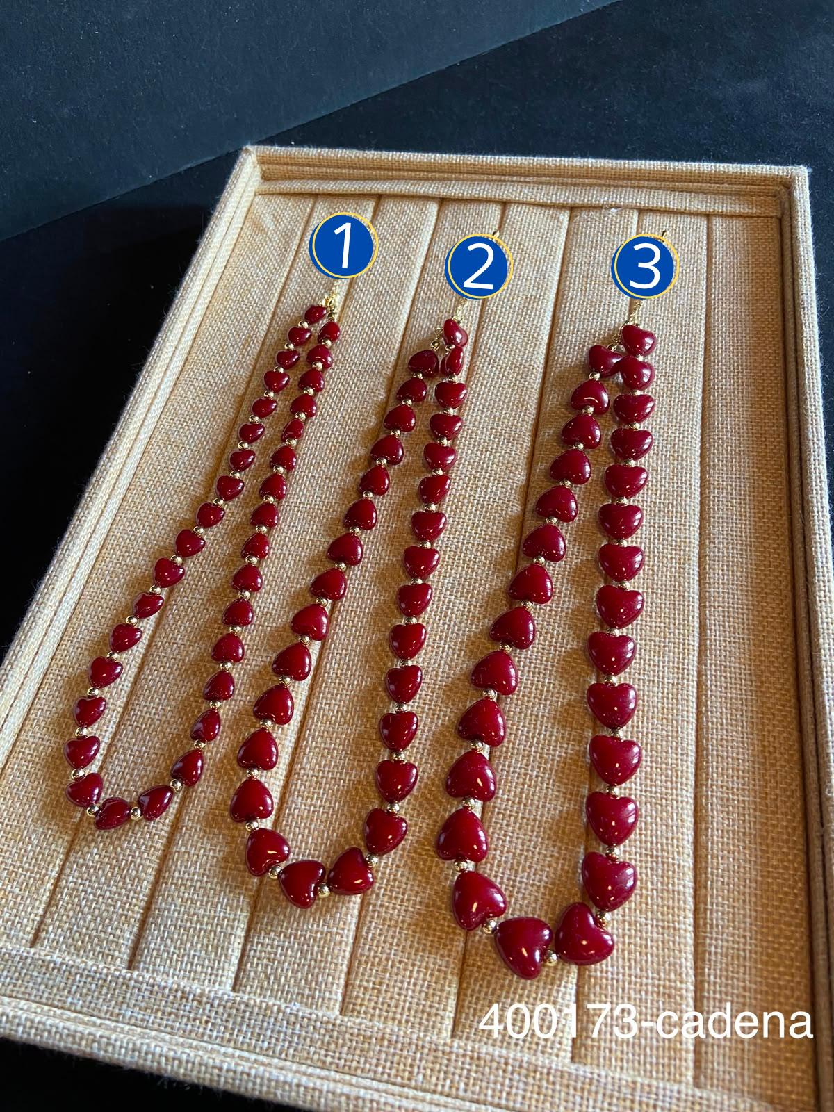 [26/SEPTIEMBRE/26] Collares con cuentas de corazón rojas M1 Oro Laminado