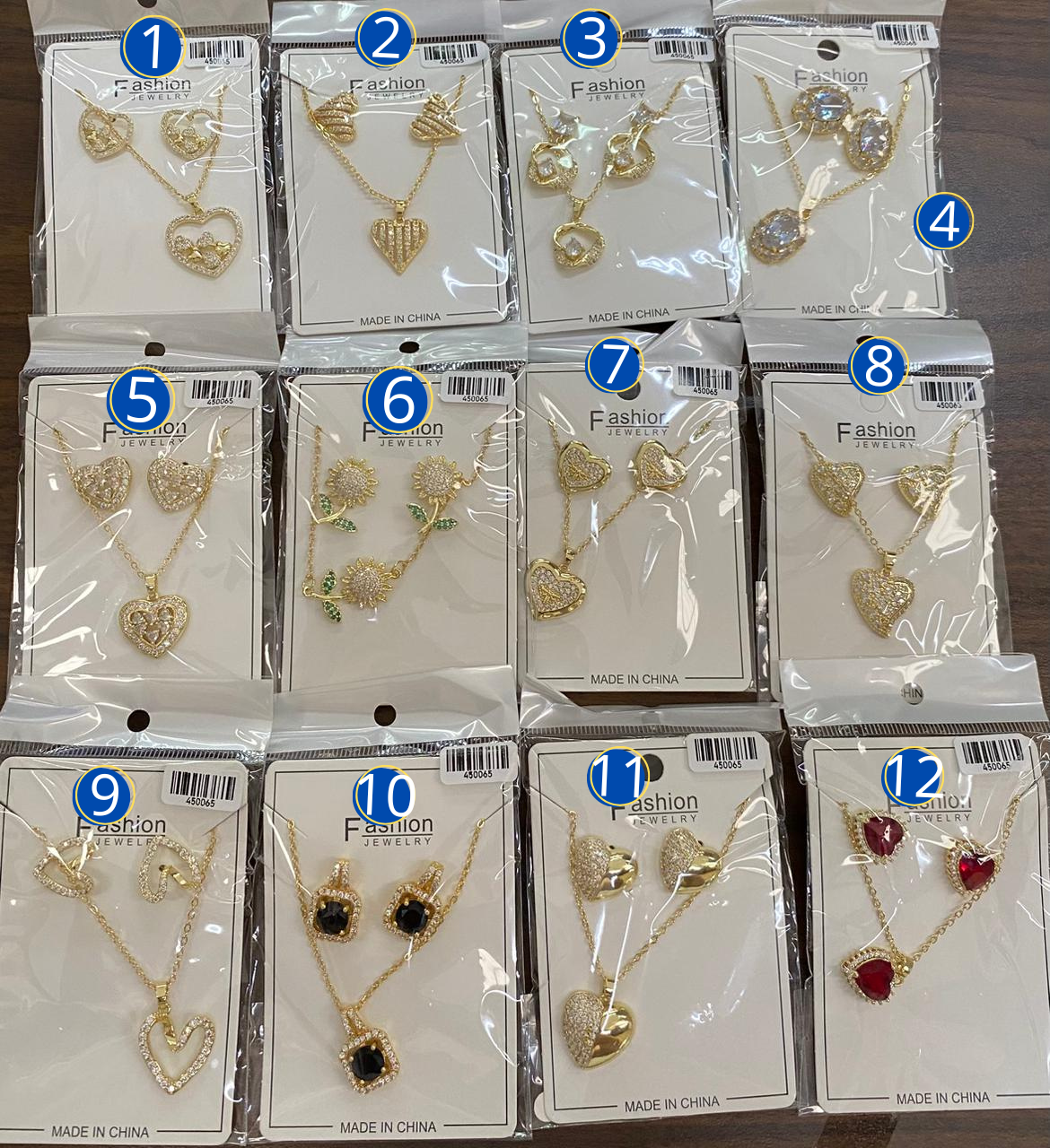Conjuntos Dorados con piedras M2 Oro Laminado